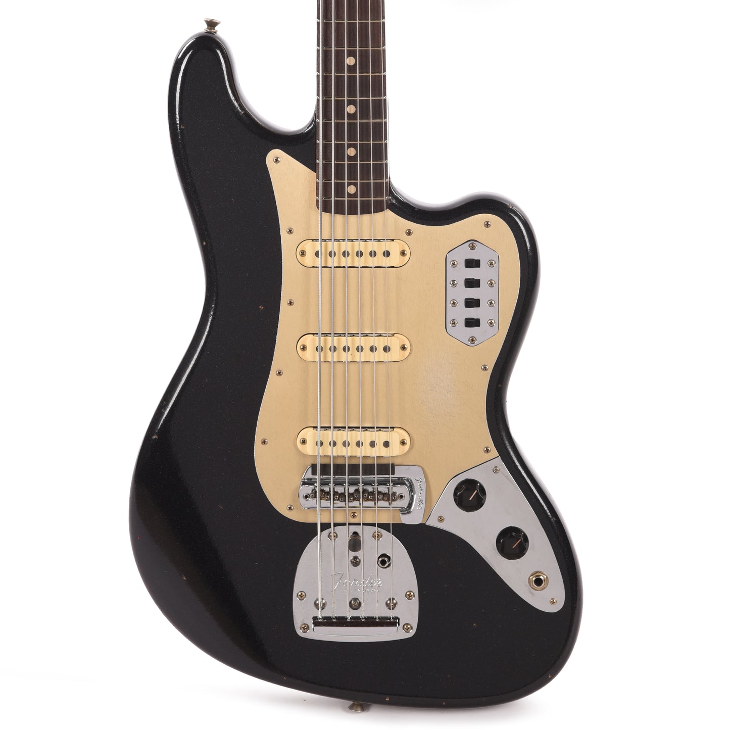 Fender Custom Shop 1962 Bass VI Journeyman Super Aged Space Dust Black w/Anodized Gold Pickguard Bass Guitars / 5-String or More