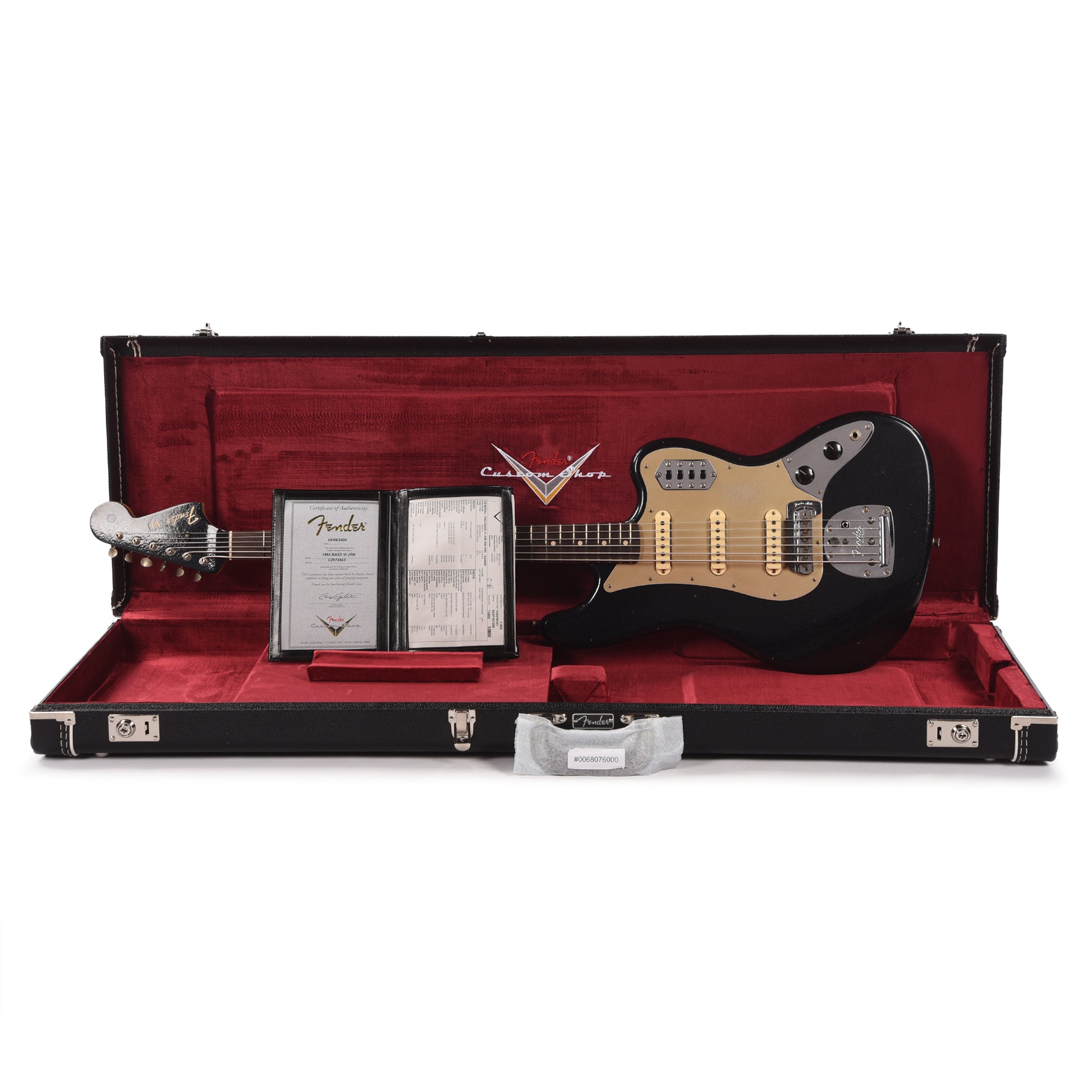 Fender Custom Shop 1962 Bass VI Journeyman Super Aged Space Dust Black w/Anodized Gold Pickguard Bass Guitars / 5-String or More