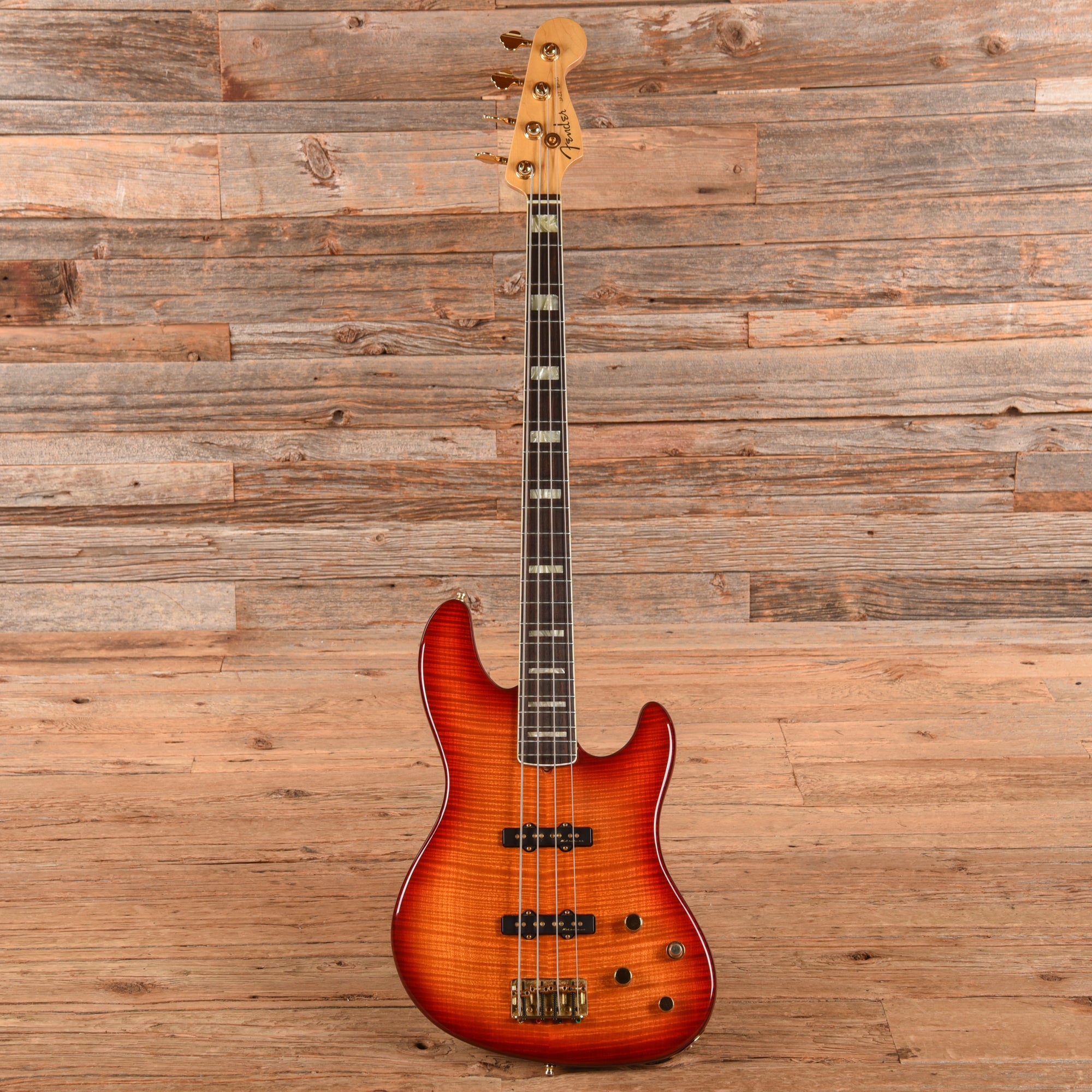Fender American Deluxe Jazz Bass FMT Cherry Sunburst 2002 Bass Guitars