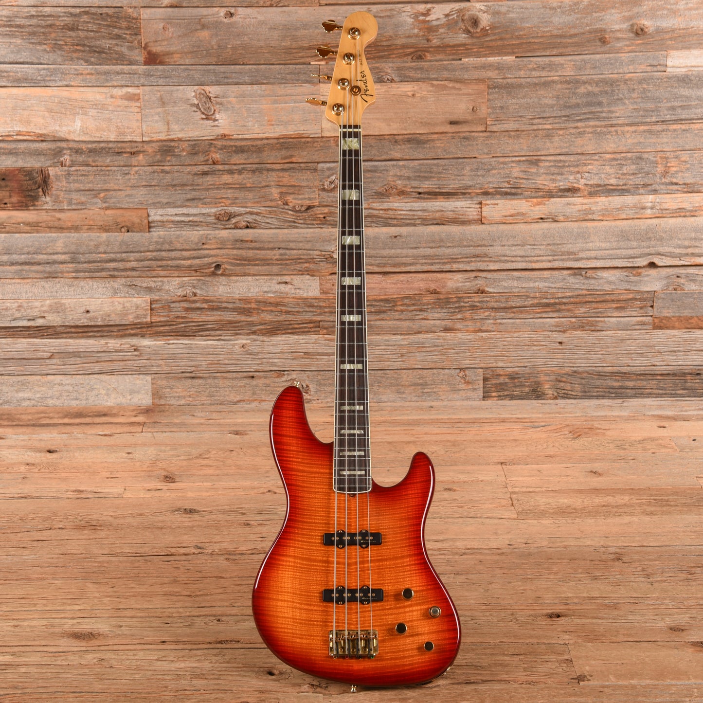 Fender American Deluxe Jazz Bass FMT Cherry Sunburst 2002 Bass Guitars