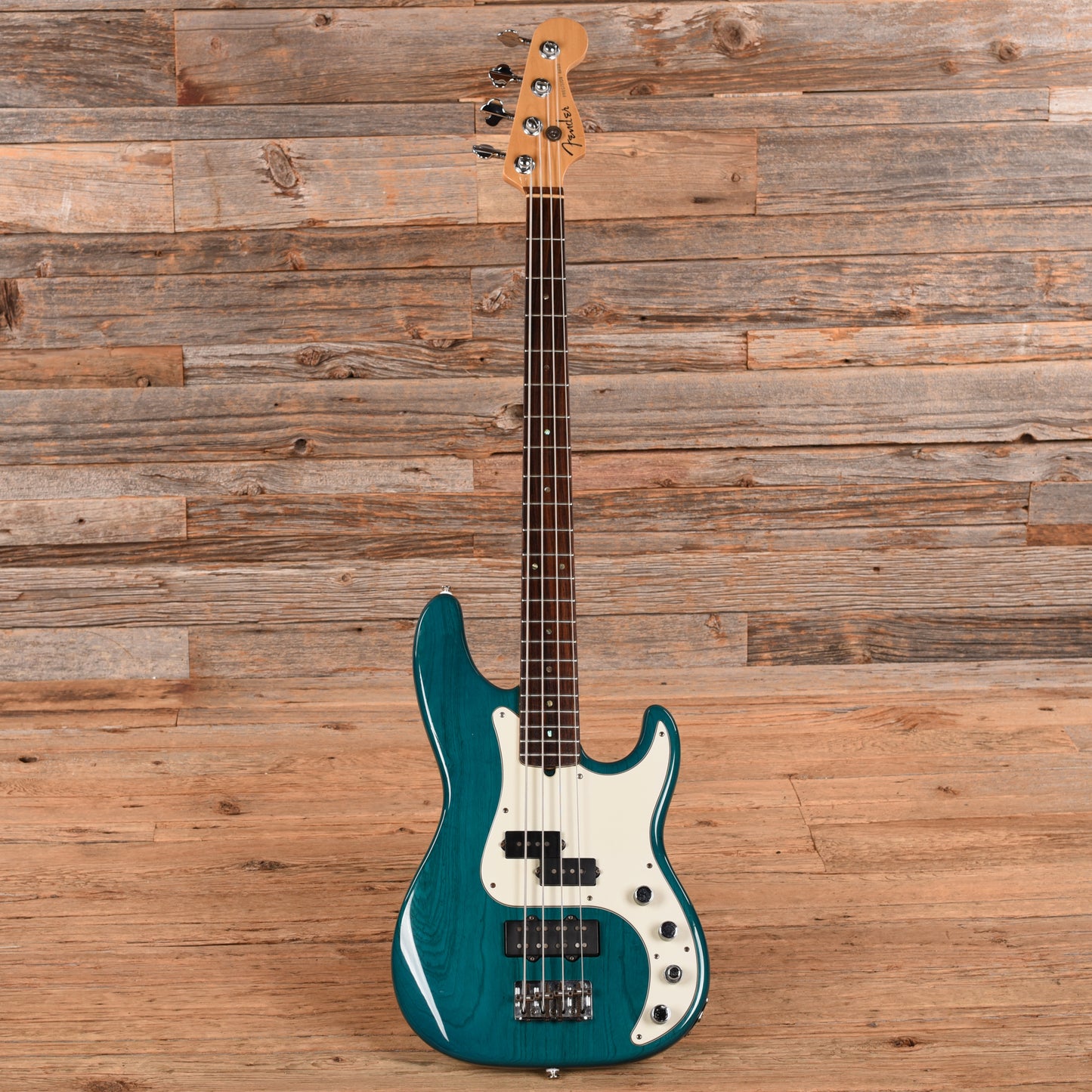 Fender American Deluxe Precision Bass Teal Green Transparent 1999 Bass Guitars