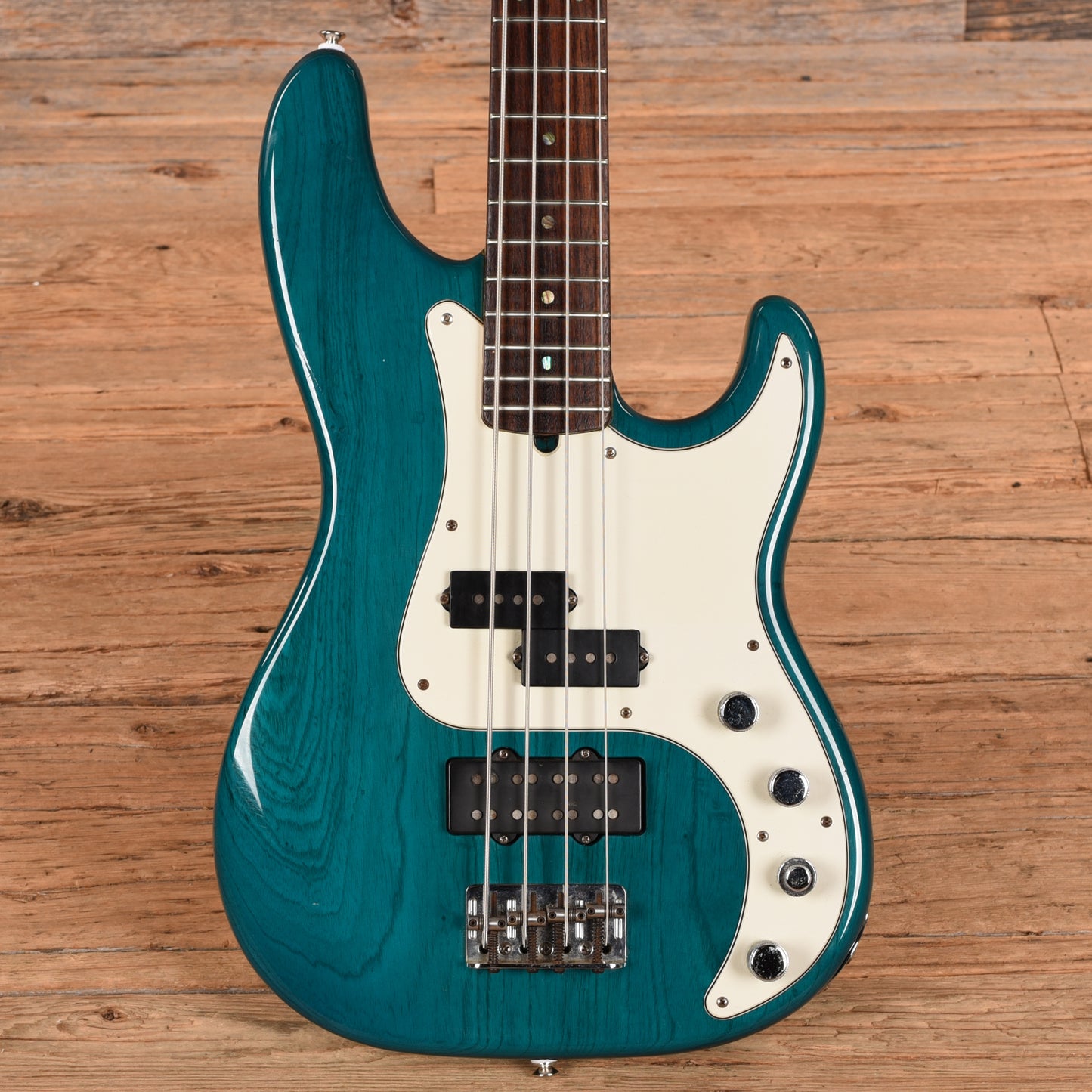 Fender American Deluxe Precision Bass Teal Green Transparent 1999 Bass Guitars