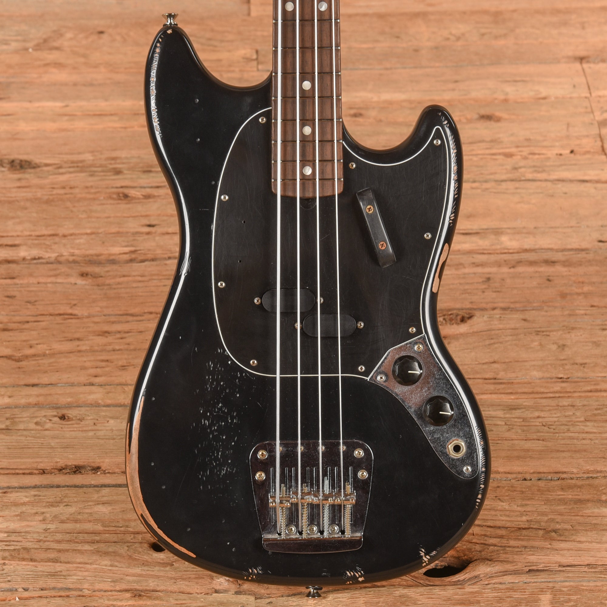 Fender Justin Meldal-Johnsen Road Worn Signature Mustang Bass Black 2017 Bass Guitars