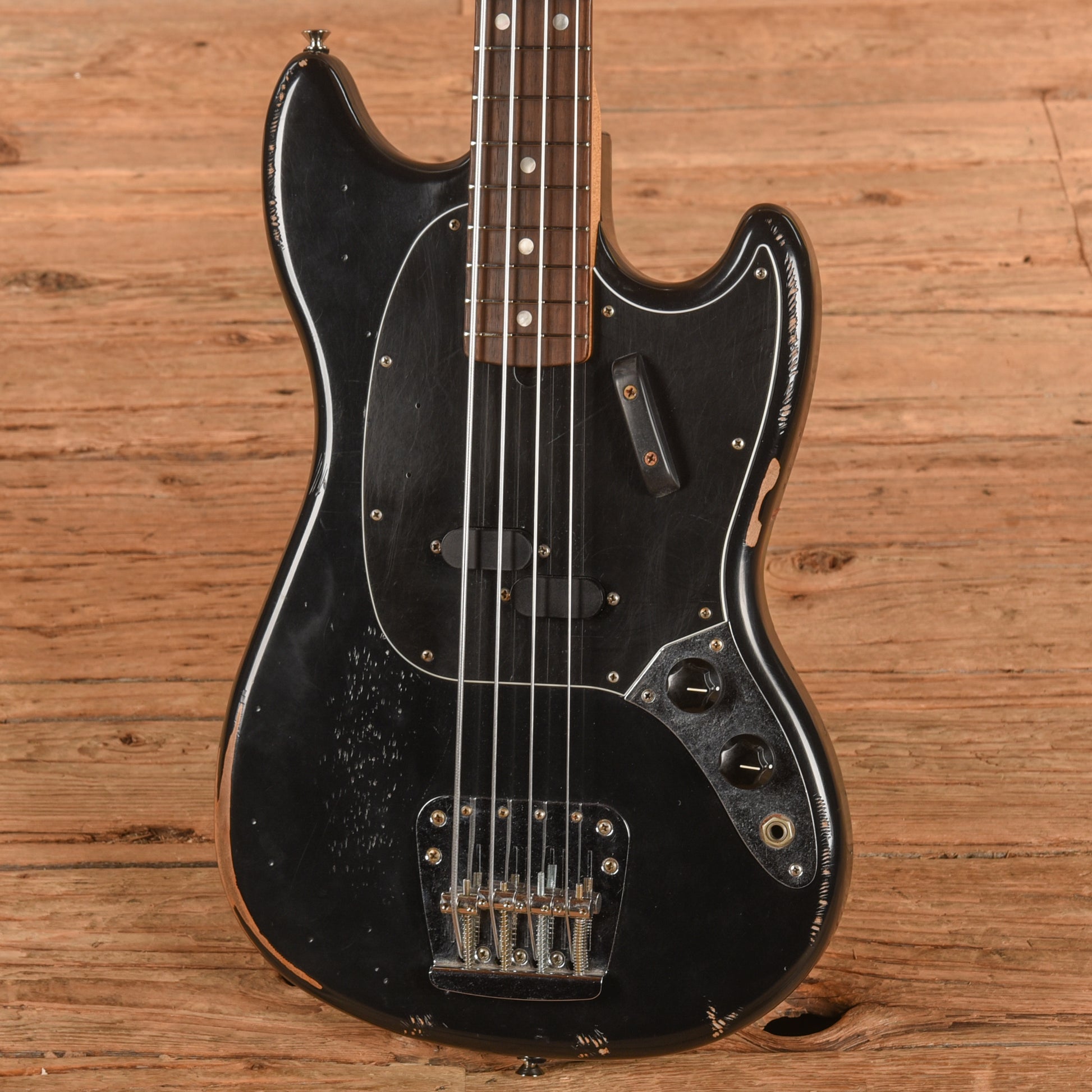 Fender Justin Meldal-Johnsen Road Worn Signature Mustang Bass Black 2017 Bass Guitars