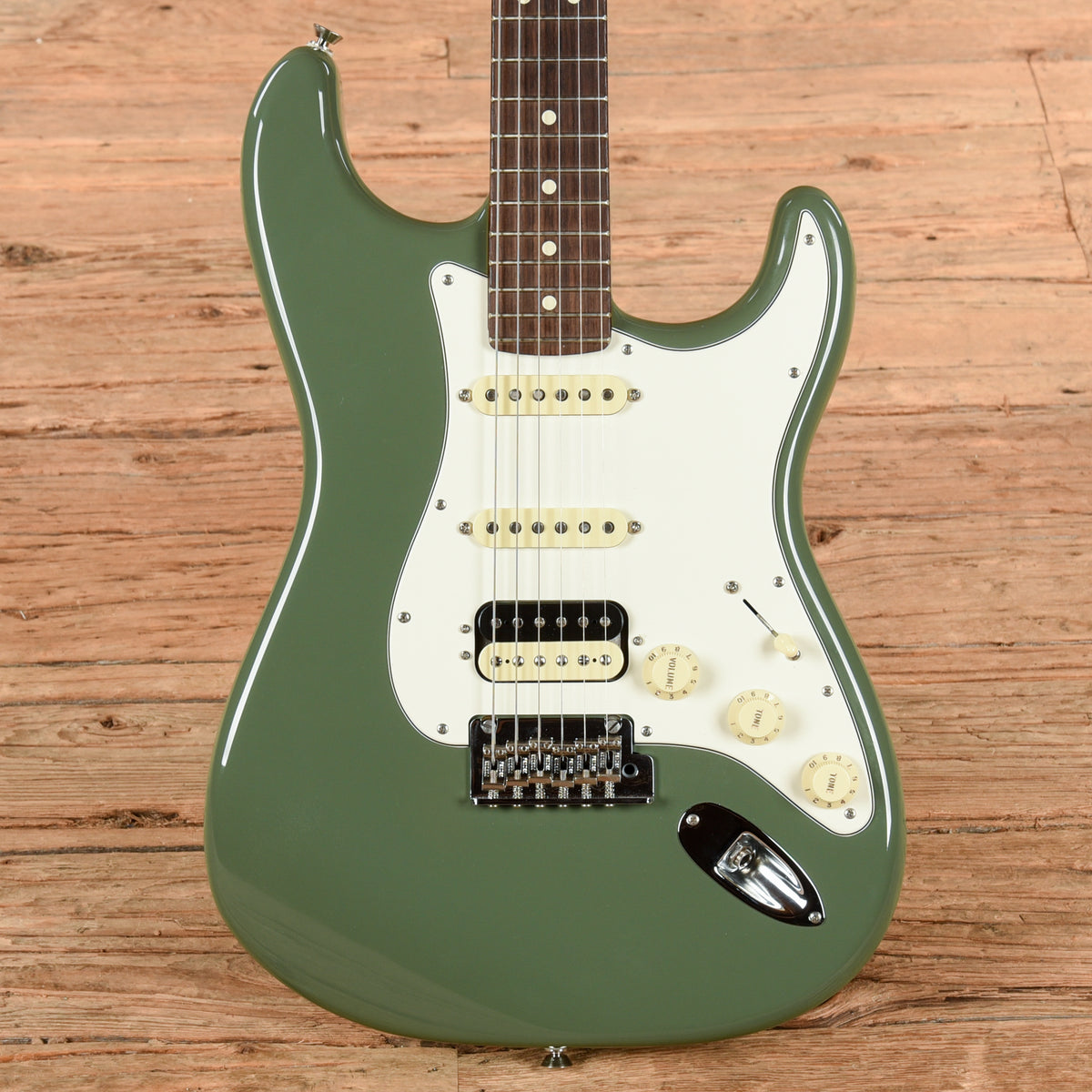 Fender American Professional Stratocaster HSS Shawbucker Antique Olive 2019 Electric Guitars