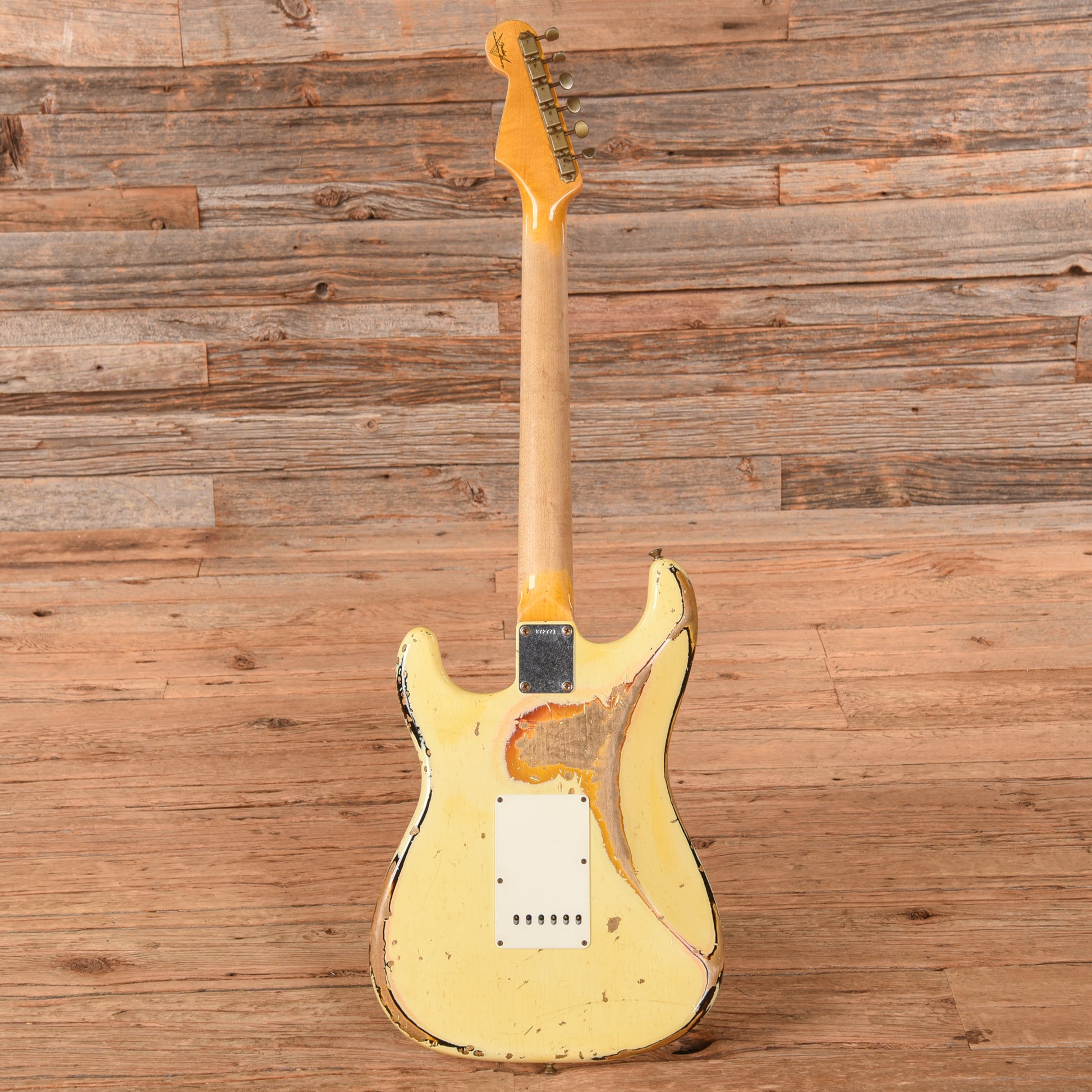 Fender Custom '60 Stratocater Heavy Relic White over Sunburst 2013 Electric Guitars