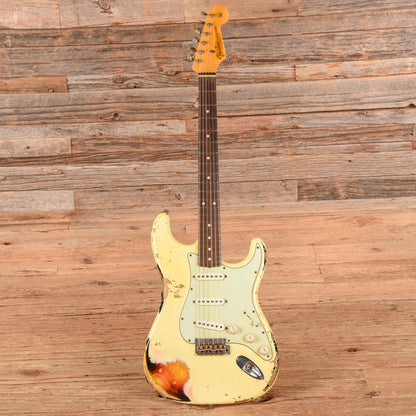 Fender Custom '60 Stratocater Heavy Relic White over Sunburst 2013 Electric Guitars