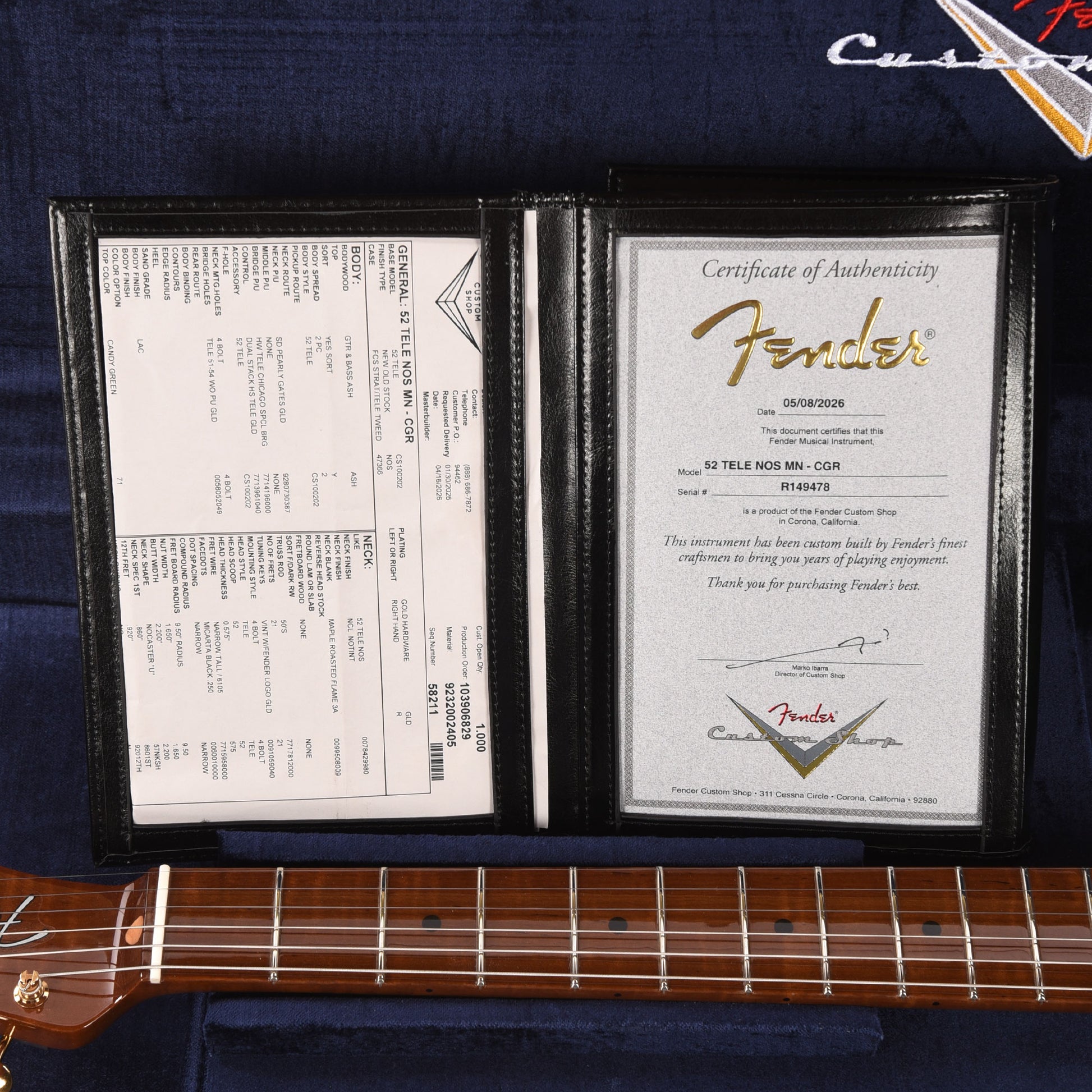 Fender Custom Shop 1952 Telecaster HS "Chicago Special" NOS 7up Green Electric Guitars