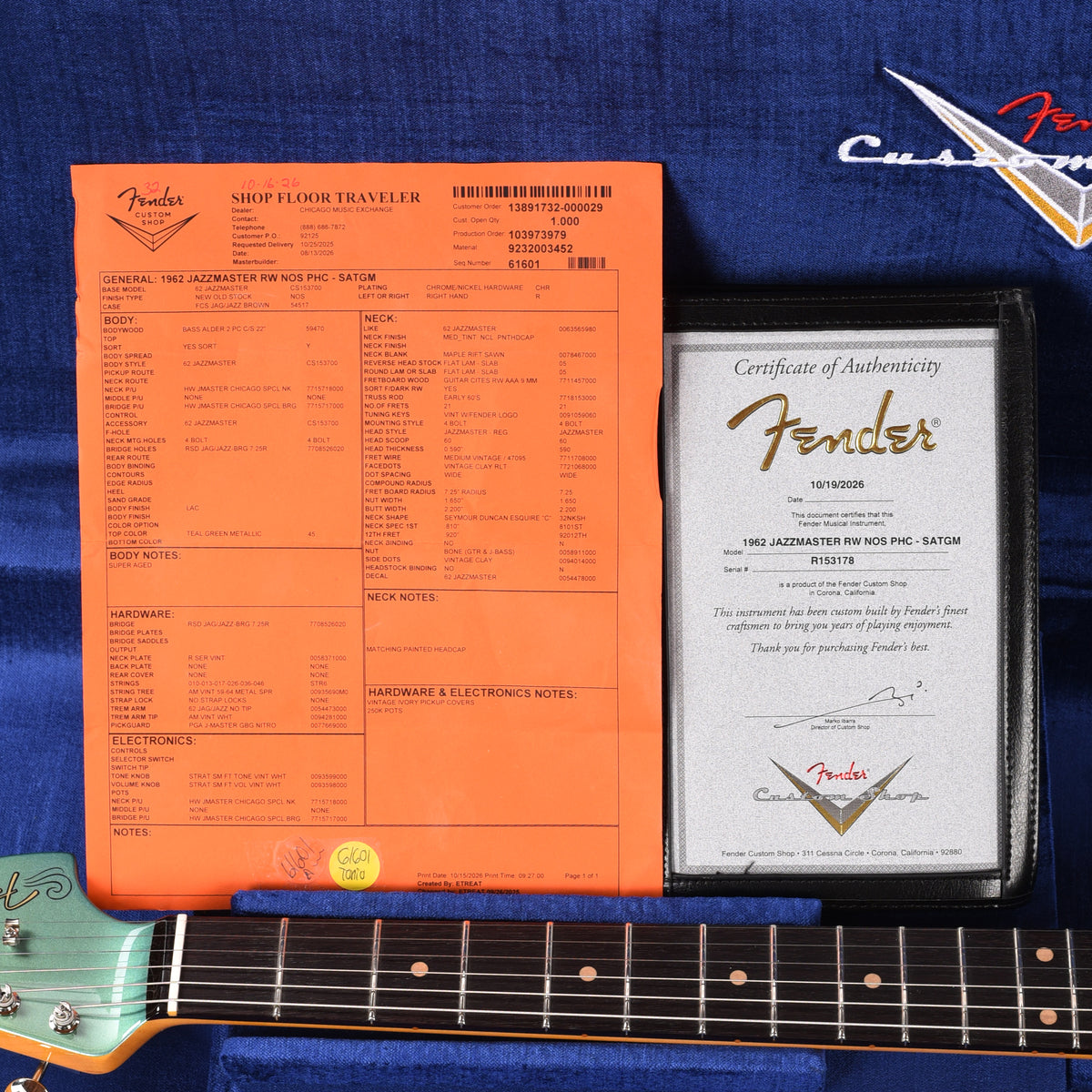 Fender Custom Shop 1962 Jazzmaster "Chicago Special" NOS Super Aged Teal Green Metallic Electric Guitars