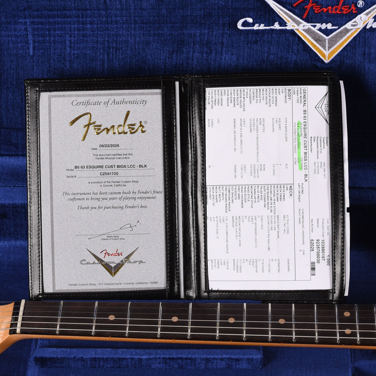 Fender Custom Shop 1963 Esquire Bigsby Deluxe Closet Classic Black Electric Guitars