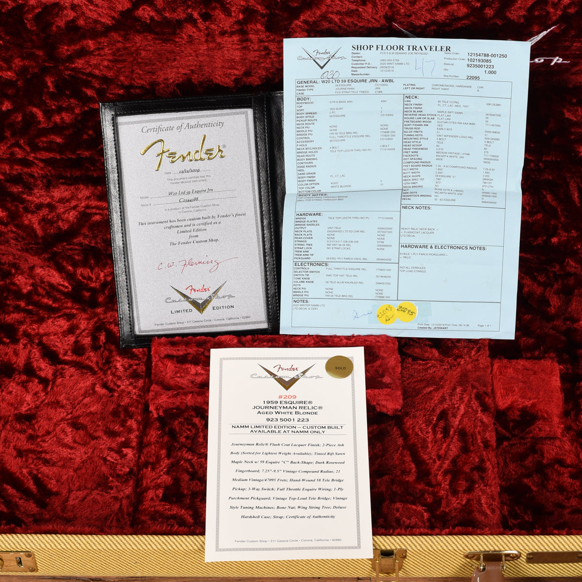 Fender Custom Shop '59 Esquire Closet Classic Blonde Electric Guitars