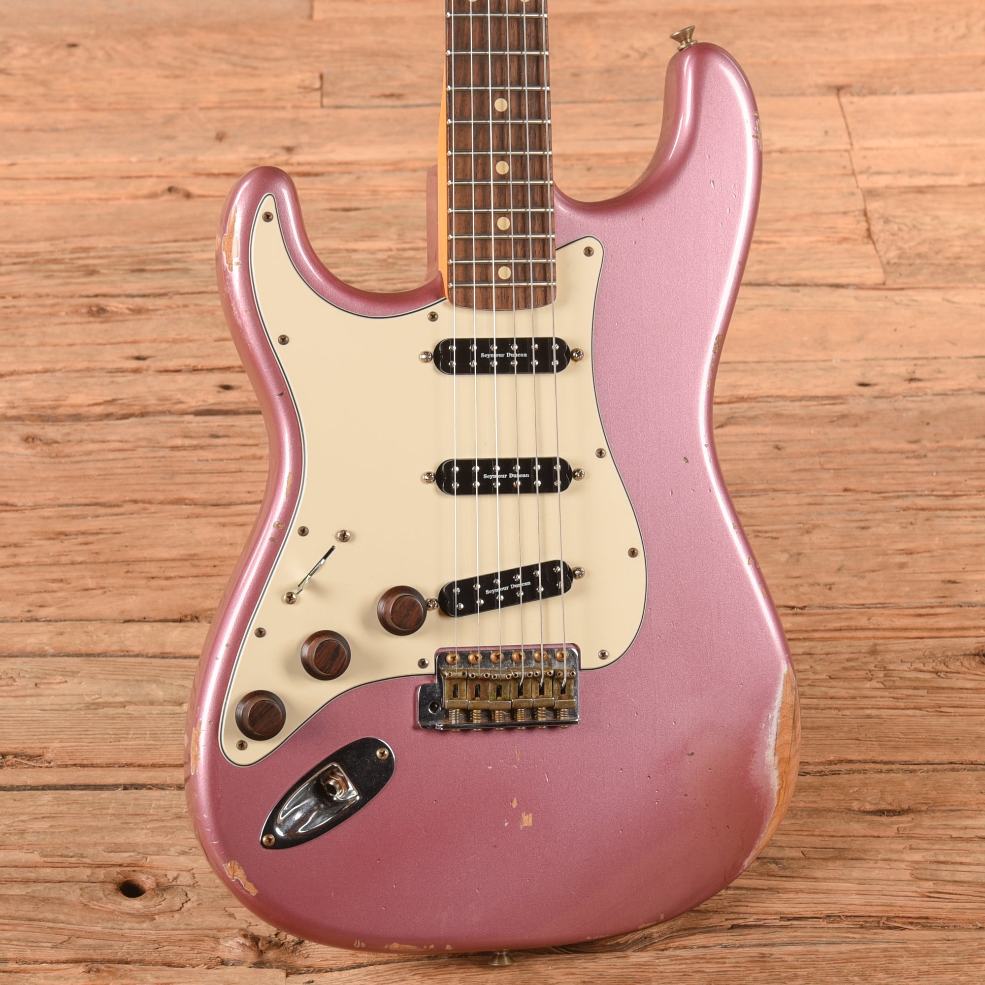 Fender Custom Shop '59 Stratocaster Relic Faded Aged Burgundy Mist Metallic 2022 LEFTY Electric Guitars