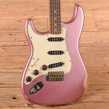 Fender Custom Shop '59 Stratocaster Relic Faded Aged Burgundy Mist Metallic 2022 LEFTY Electric Guitars