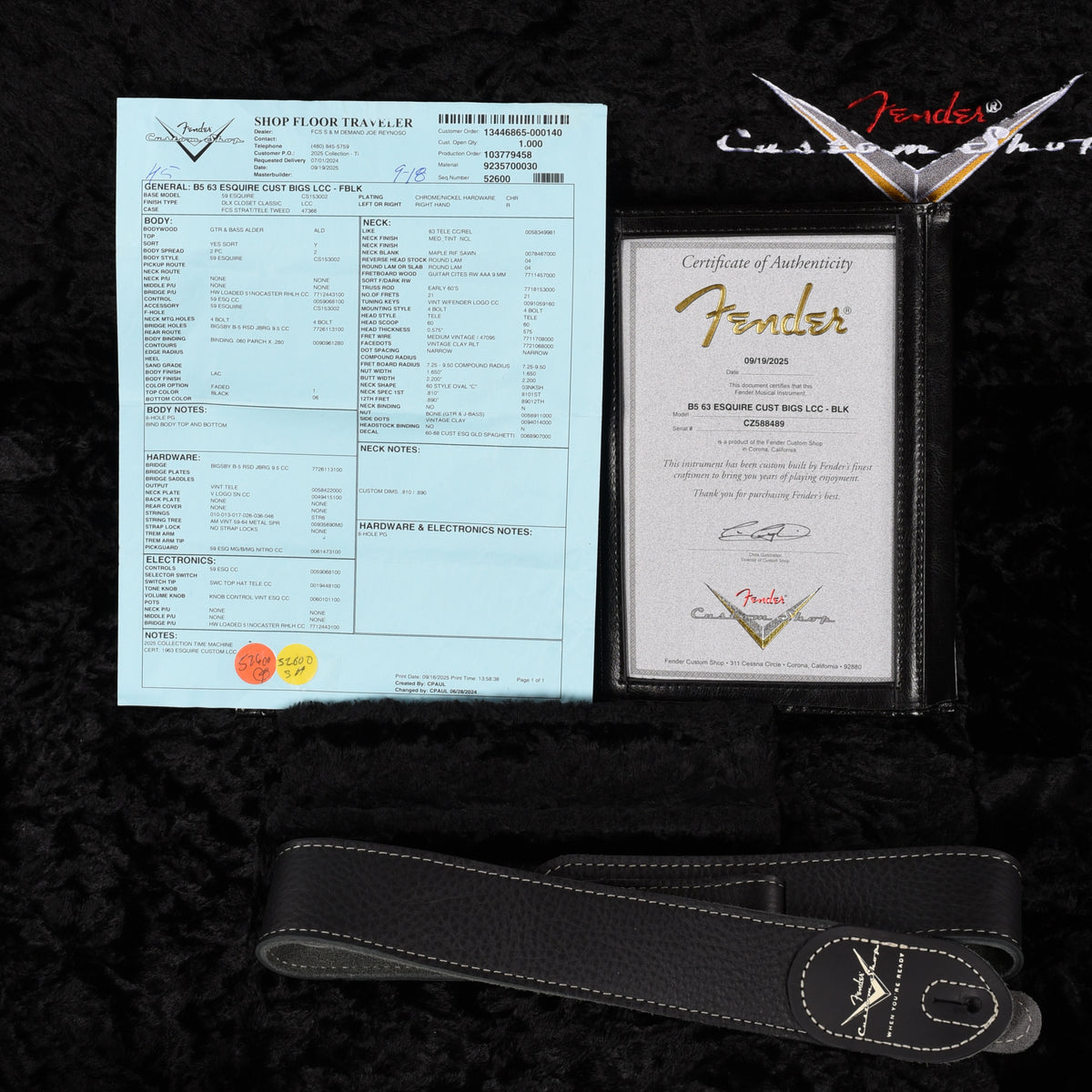 Fender Custom Shop '63 Esquire Deluxe Closet Classic Black 2025 Electric Guitars