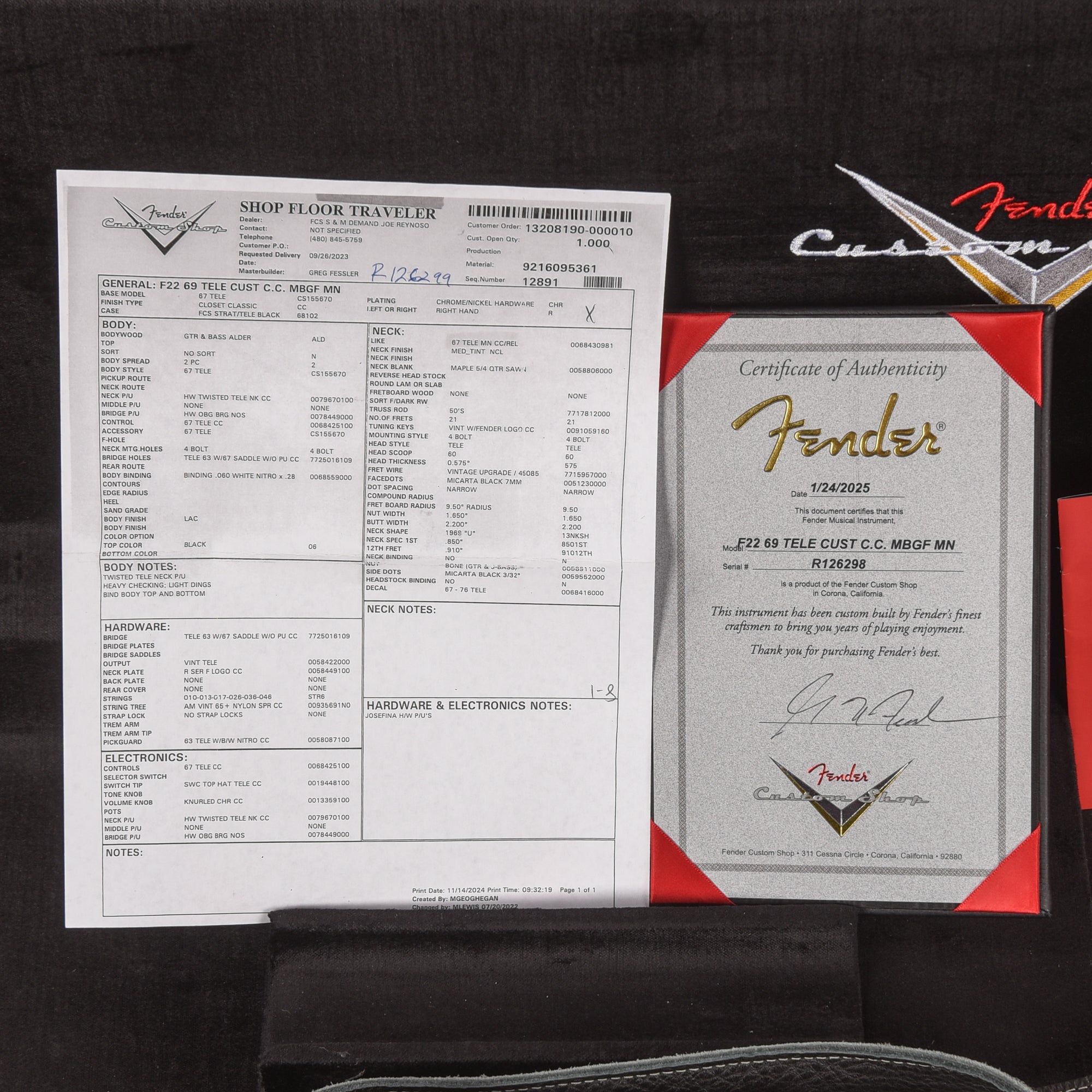 Fender Custom Shop '69 Reissue Custom Telecaster CC Master Built by Greg Fessler Black 2025 Electric Guitars