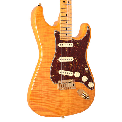 Fender Custom Shop Custom Deluxe Stratocaster NOS AAA Flame Maple Top Amber w/Lightweight Ash Body & AAA Flame Neck Electric Guitars