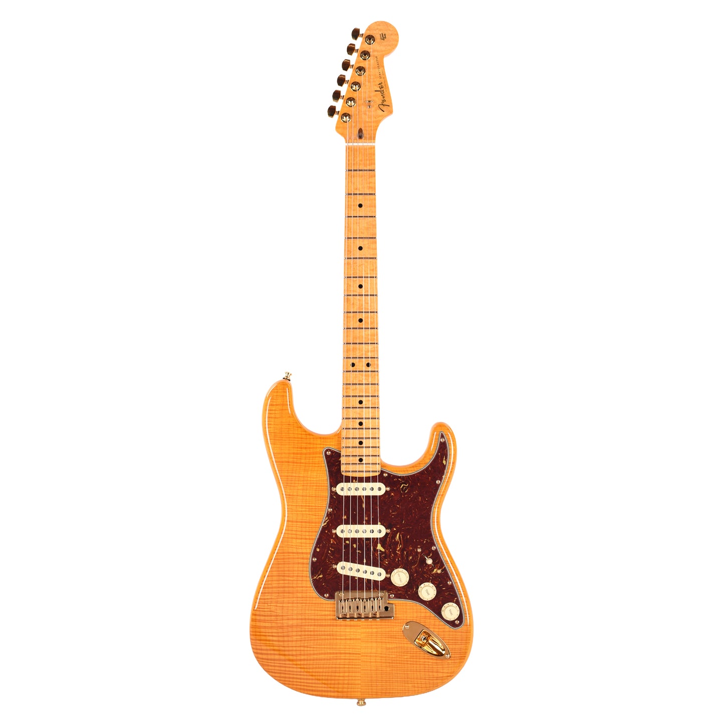 Fender Custom Shop Custom Deluxe Stratocaster NOS AAA Flame Maple Top Amber w/Lightweight Ash Body & AAA Flame Neck Electric Guitars