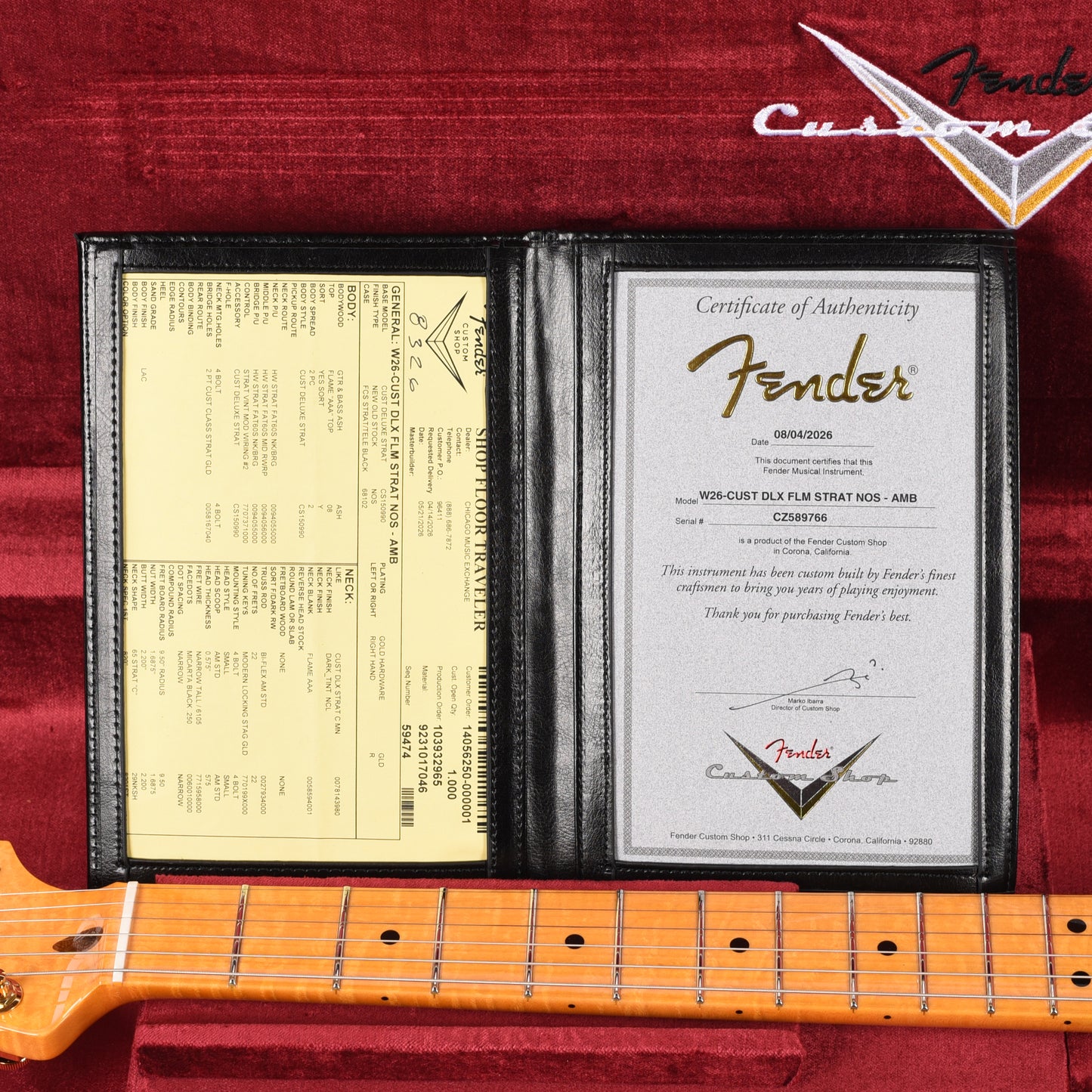 Fender Custom Shop Custom Deluxe Stratocaster NOS AAA Flame Maple Top Amber w/Lightweight Ash Body & AAA Flame Neck Electric Guitars