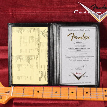 Fender Custom Shop Custom Deluxe Stratocaster NOS AAA Flame Maple Top Amber w/Lightweight Ash Body & AAA Flame Neck Electric Guitars