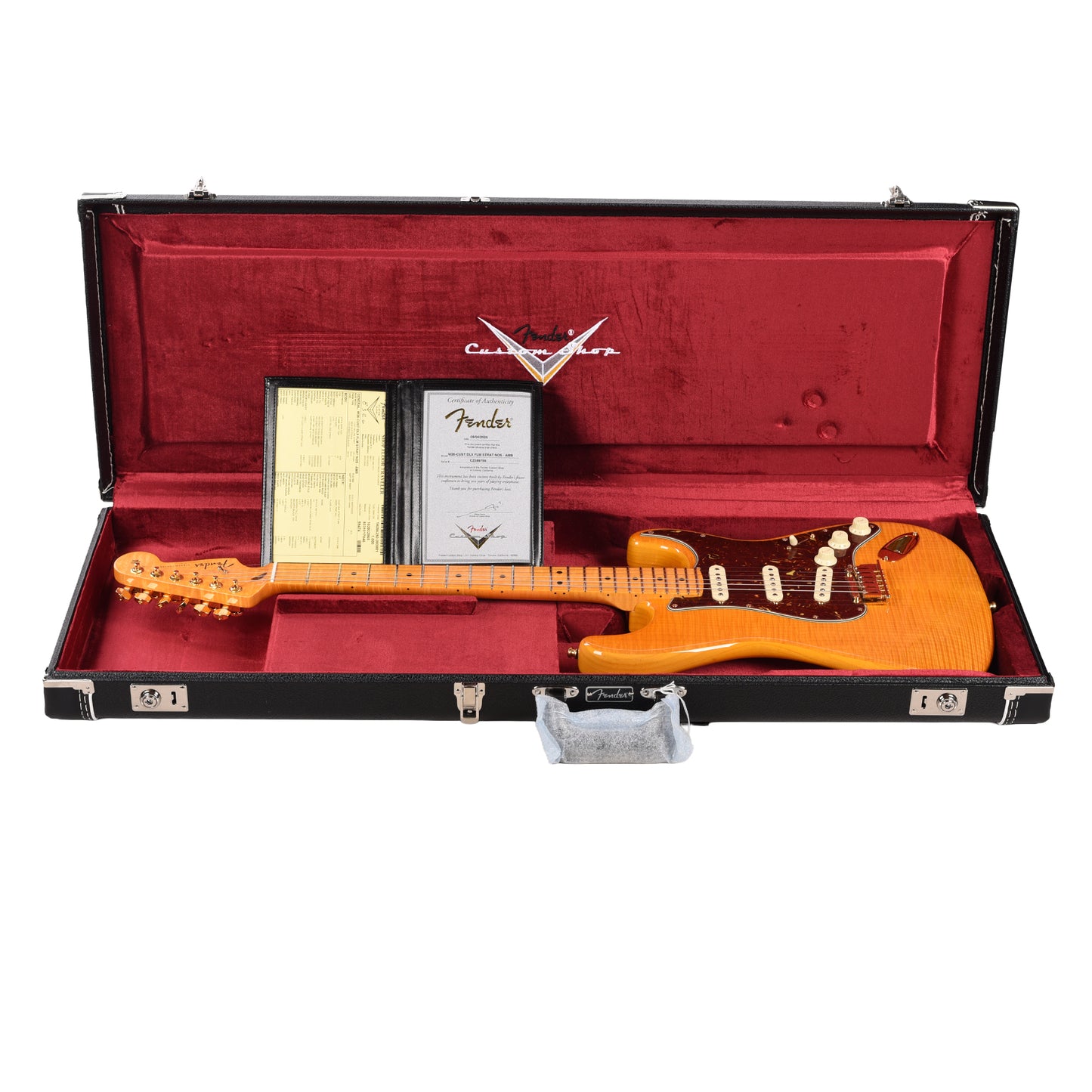 Fender Custom Shop Custom Deluxe Stratocaster NOS AAA Flame Maple Top Amber w/Lightweight Ash Body & AAA Flame Neck Electric Guitars