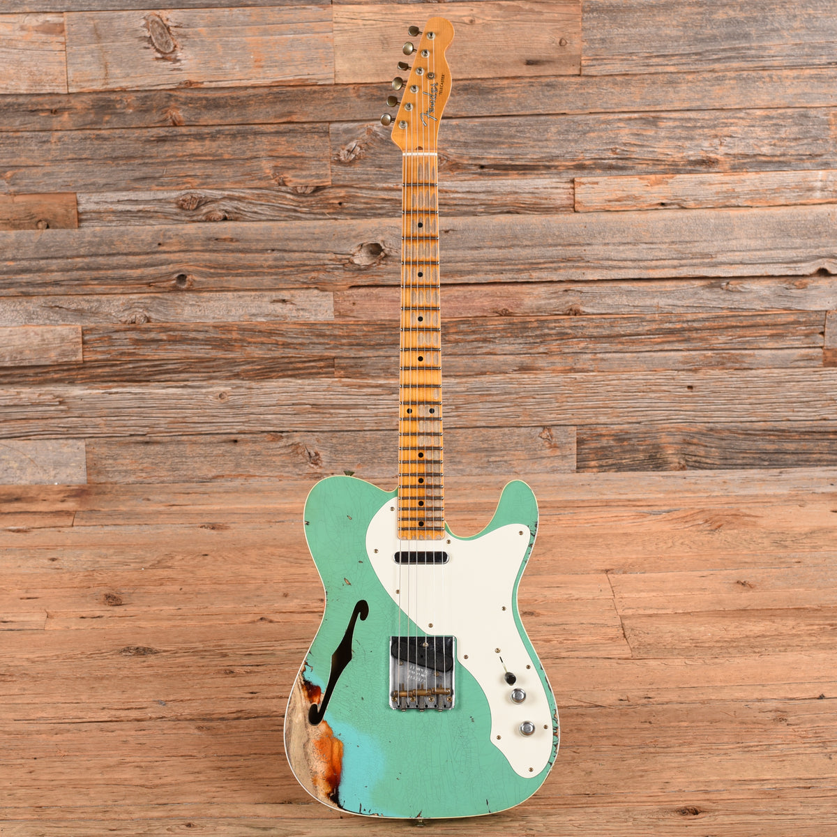 Fender Custom Shop Limited Edition '50s Telecaster Custom Thinline Heavy Relic Seafoam Green Over Sunburst 2024 Electric Guitars