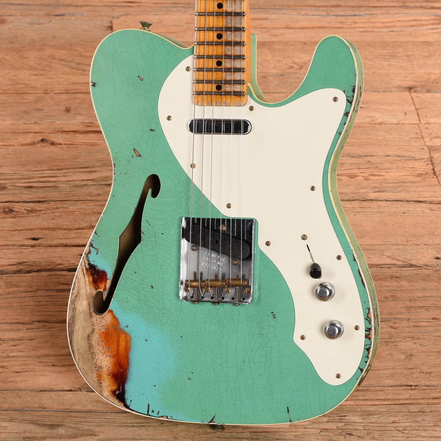 Fender Custom Shop Limited Edition '50s Telecaster Custom Thinline Heavy Relic Seafoam Green Over Sunburst 2024 Electric Guitars