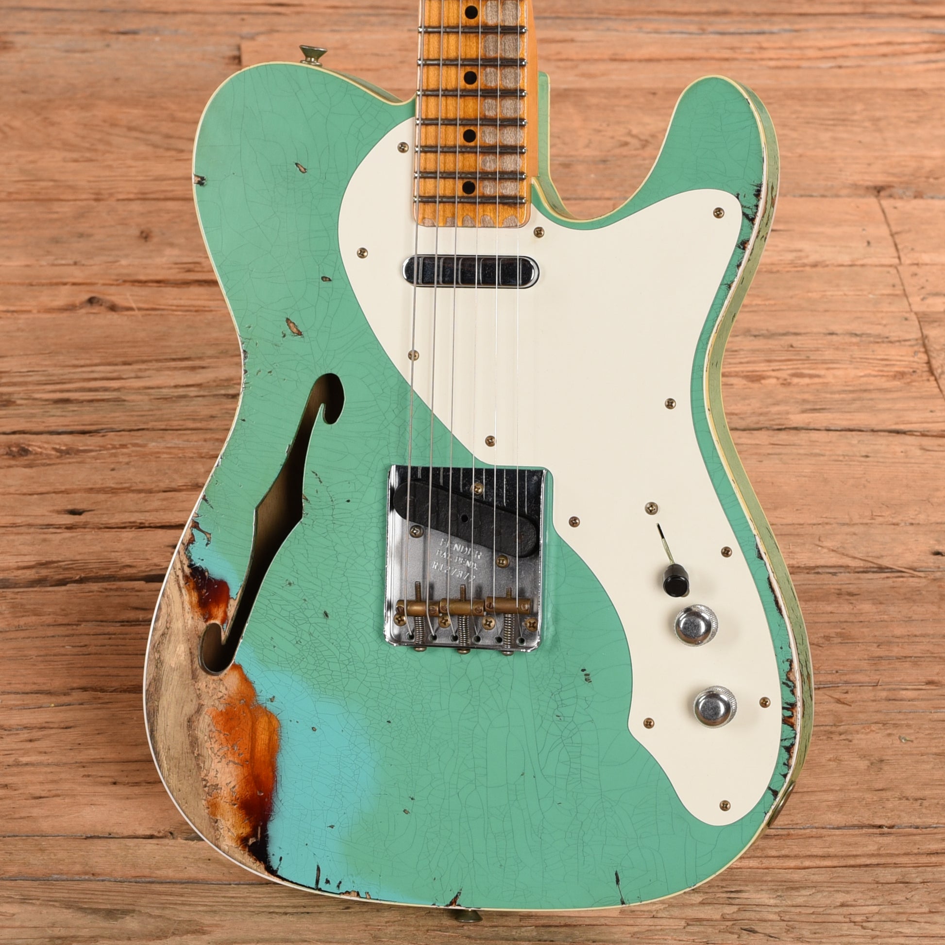 Fender Custom Shop Limited Edition '50s Telecaster Custom Thinline Heavy Relic Seafoam Green Over Sunburst 2024 Electric Guitars