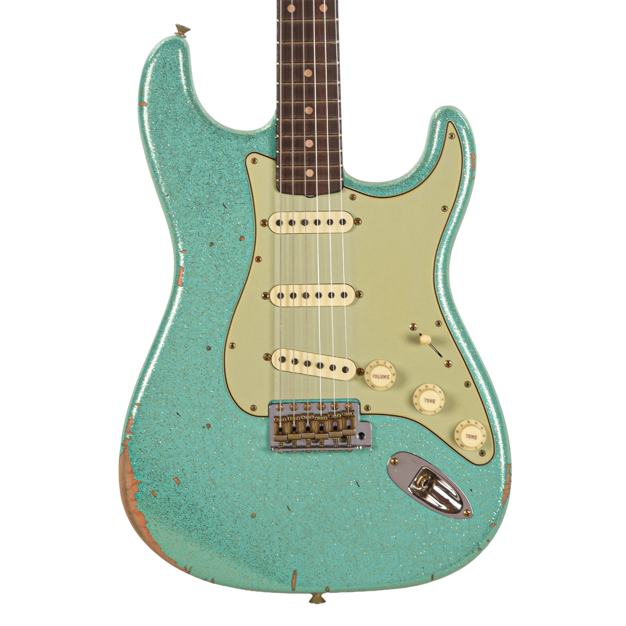 Fender Custom Shop Limited Edition '60s Dual Mag II Compound Radius Strat Relic Sea Foam Green Sparkle Electric Guitars