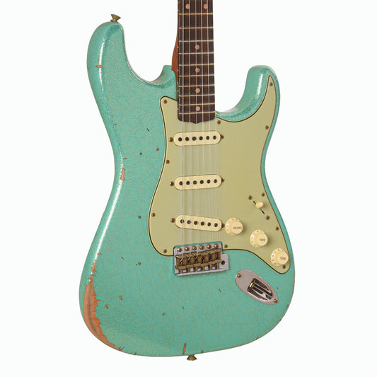 Fender Custom Shop Limited Edition '60s Dual Mag II Compound Radius Strat Relic Sea Foam Green Sparkle Electric Guitars