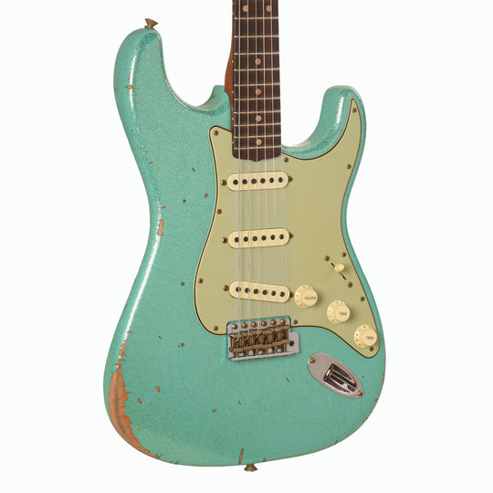Fender Custom Shop Limited Edition '60s Dual Mag II Compound Radius Strat Relic Sea Foam Green Sparkle Electric Guitars