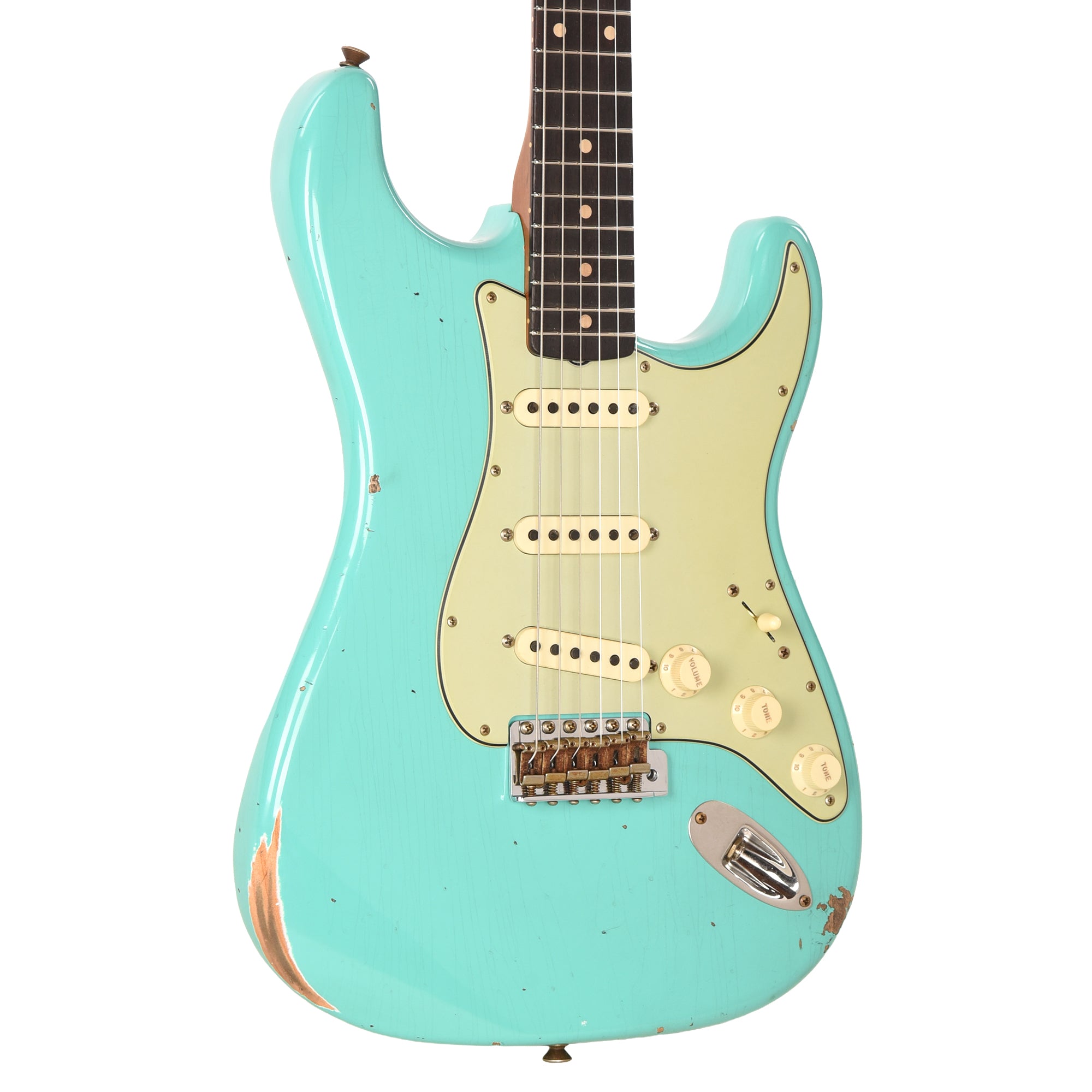 Fender Custom Shop Limited Edition '60s Dualmag II Compound Radius Stratocaster Relic Sea Foam Green Electric Guitars