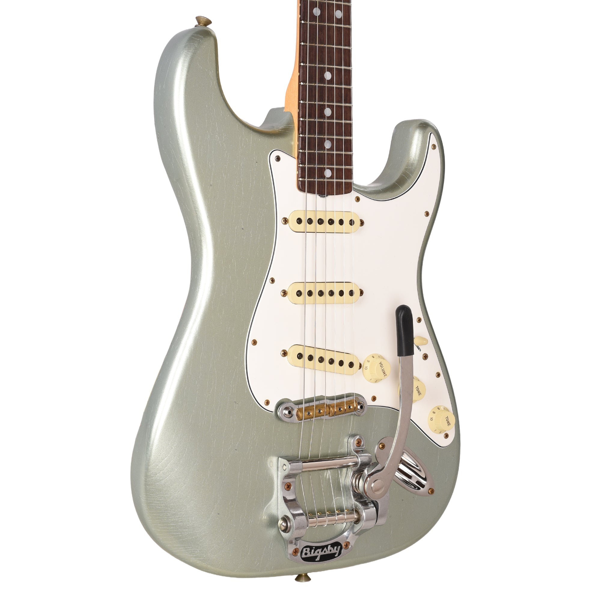 Fender Custom Shop Limited Edition Bigsby Stratocaster Journeyman Relic Aged Firemist Silver Electric Guitars