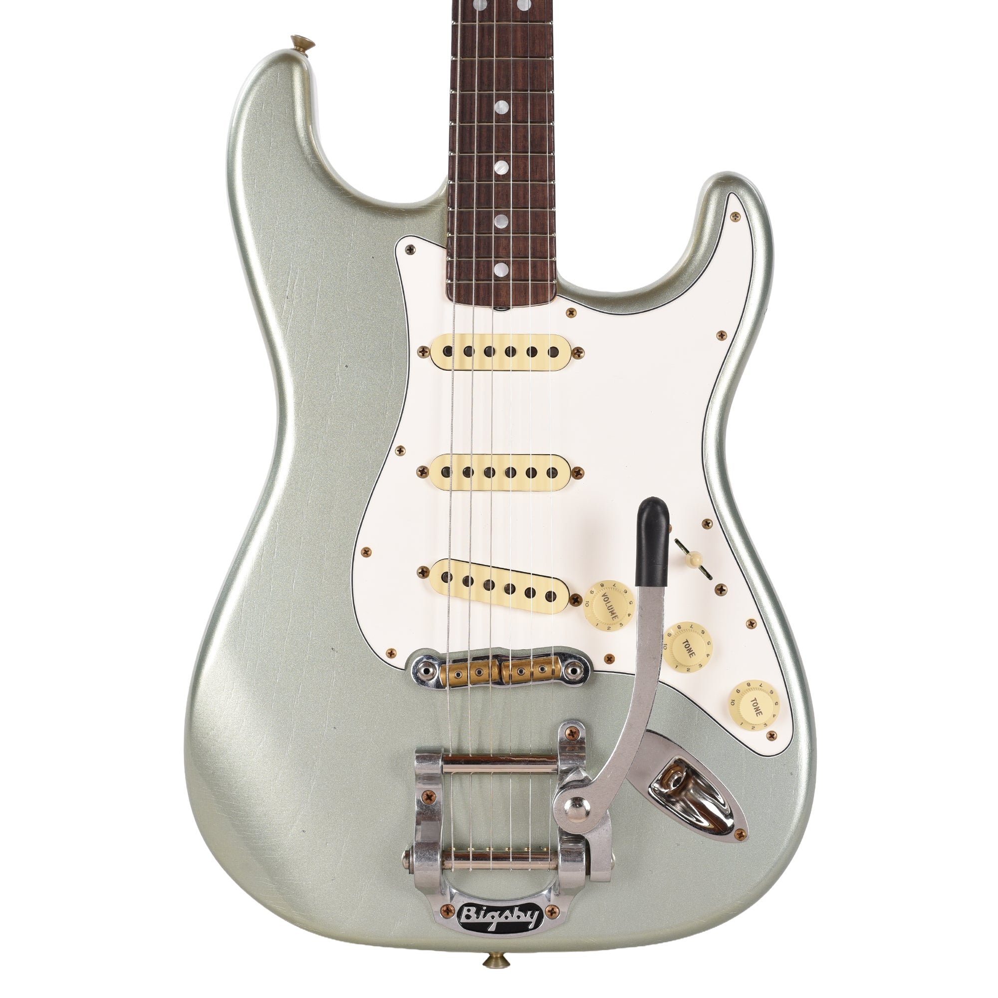 Fender Custom Shop Limited Edition Bigsby Stratocaster Journeyman Relic Aged Firemist Silver Electric Guitars