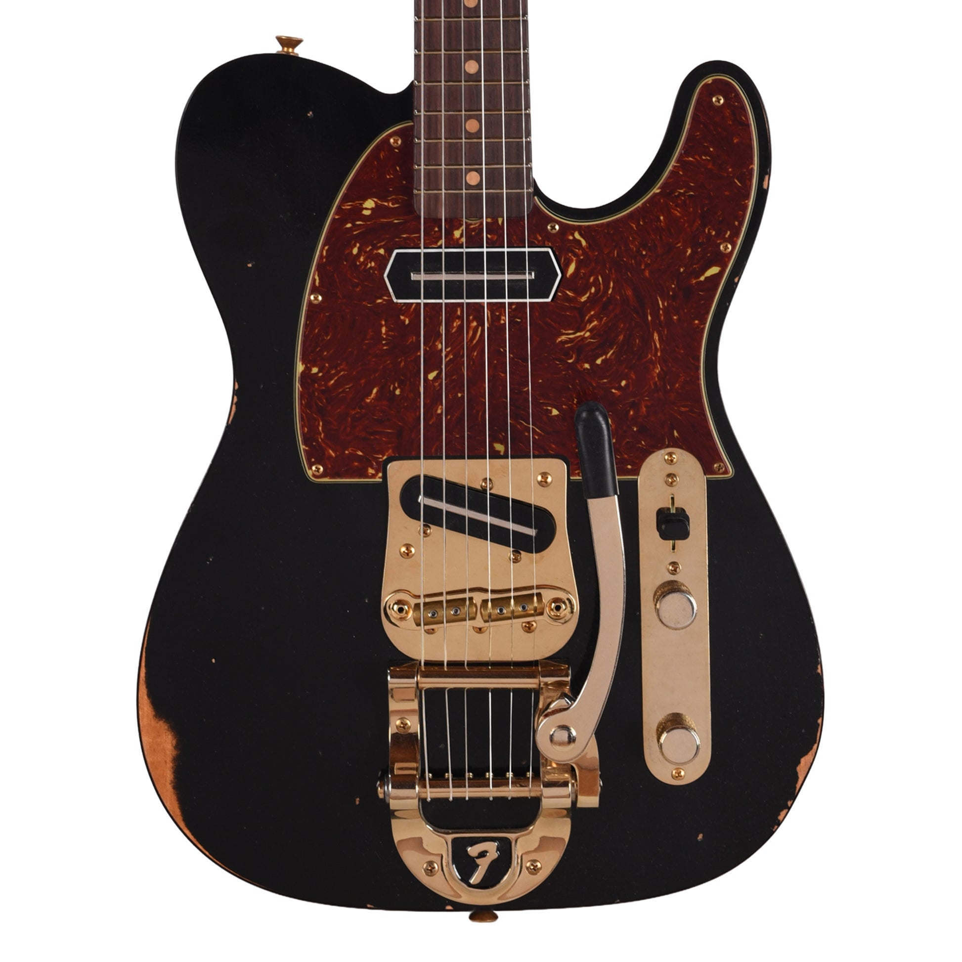 Fender Custom Shop Limited Edition Bowtie Tele Custom Relic Aged Black w/Bigsby & Lollar B.S. & Charlie Christian Pickups Electric Guitars