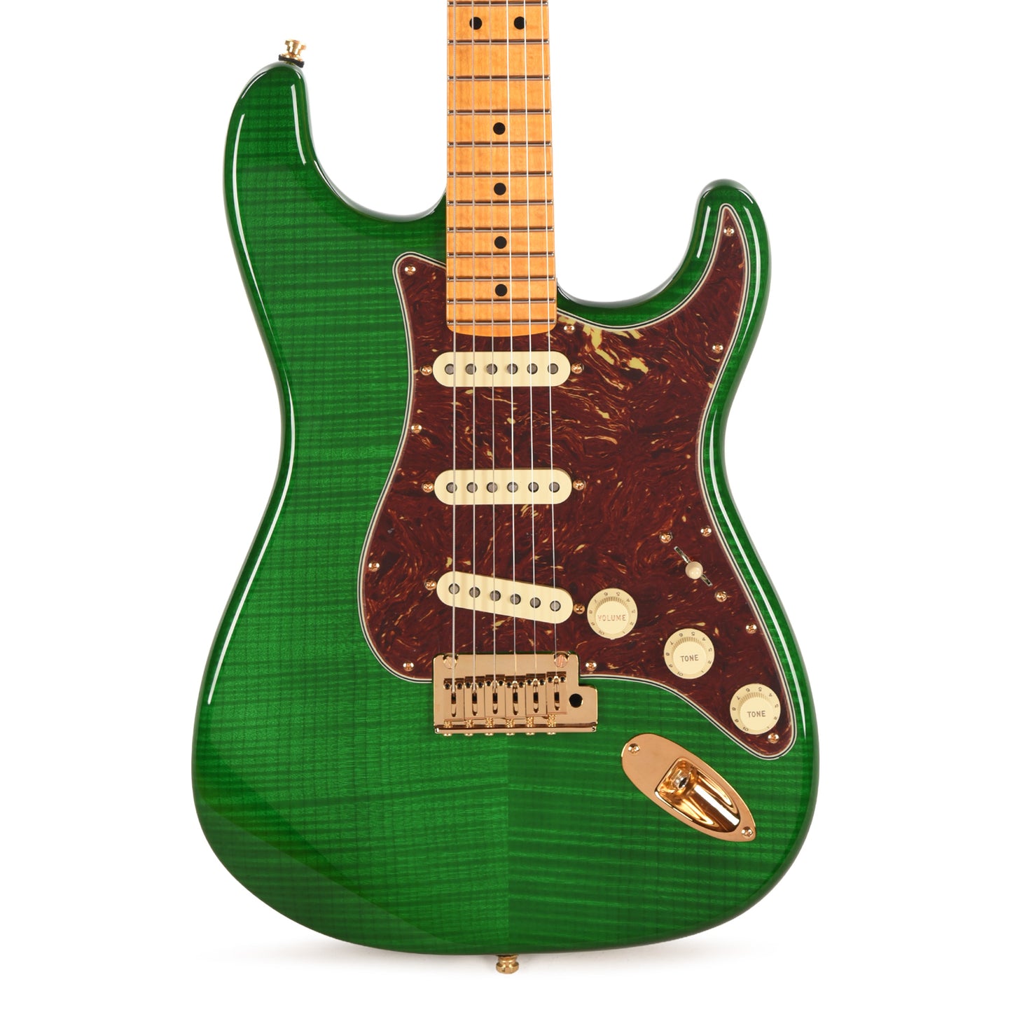 Fender Custom Shop Limited Edition Custom Deluxe AAA Flame Stratocaster NOS Emerald Green Transparent w/Gold Hardware Electric Guitars