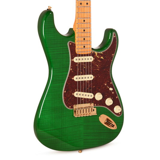 Fender Custom Shop Limited Edition Custom Deluxe AAA Flame Stratocaster NOS Emerald Green Transparent w/Gold Hardware Electric Guitars