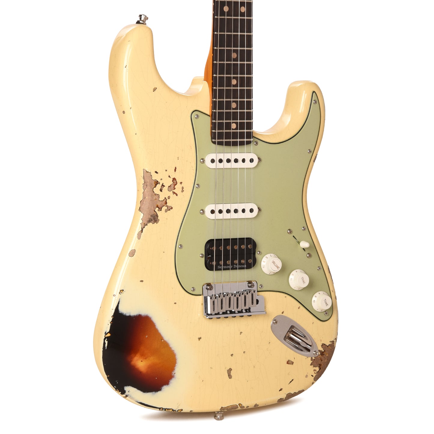 Fender Custom Shop Limited Edition Custom Deluxe HB S-1 Stratocaster Heavy Relic Aged Vintage White over 3-Tone Sunburst w/Closet Classic Hardware Electric Guitars