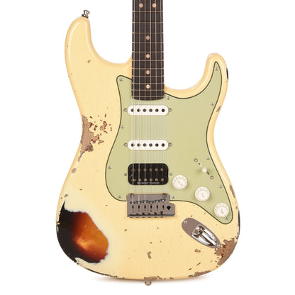 Fender Custom Shop Limited Edition Custom Deluxe HB S-1 Stratocaster Heavy Relic Aged Vintage White over 3-Tone Sunburst w/Closet Classic Hardware Electric Guitars