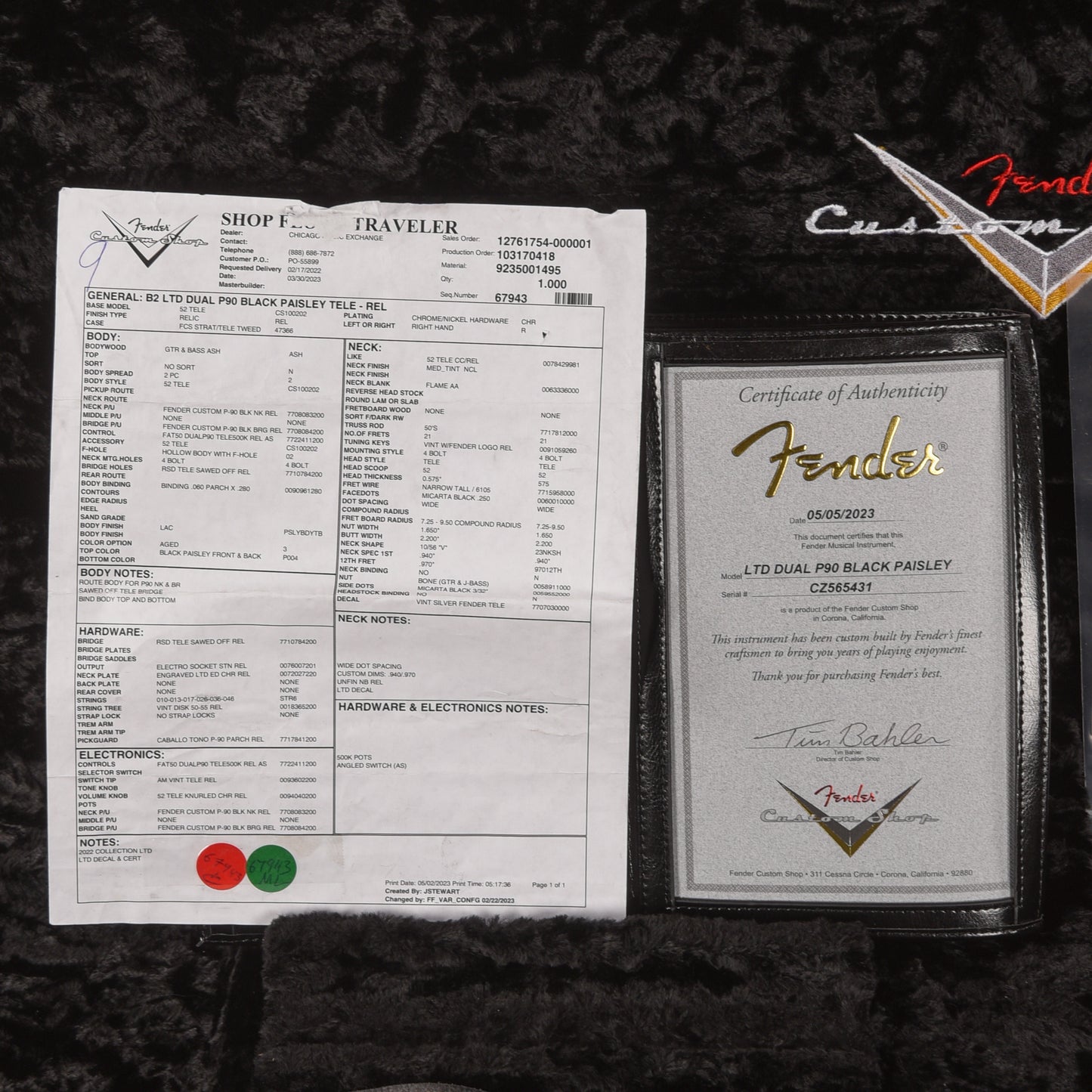 Fender Custom Shop Limited Edition Dual P-90 Telecaster Relic Black Paisley 2023 Electric Guitars