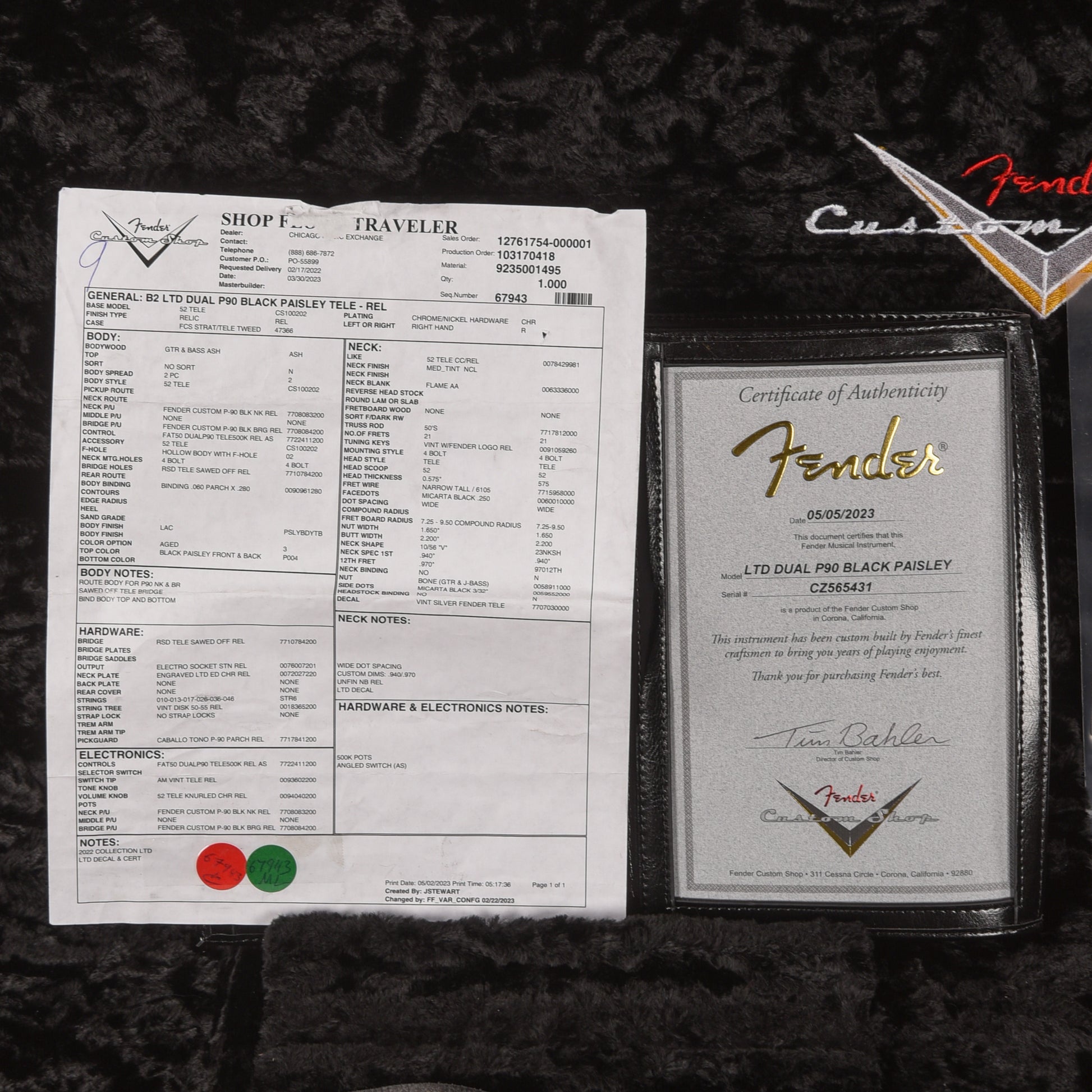 Fender Custom Shop Limited Edition Dual P-90 Telecaster Relic Black Paisley 2023 Electric Guitars