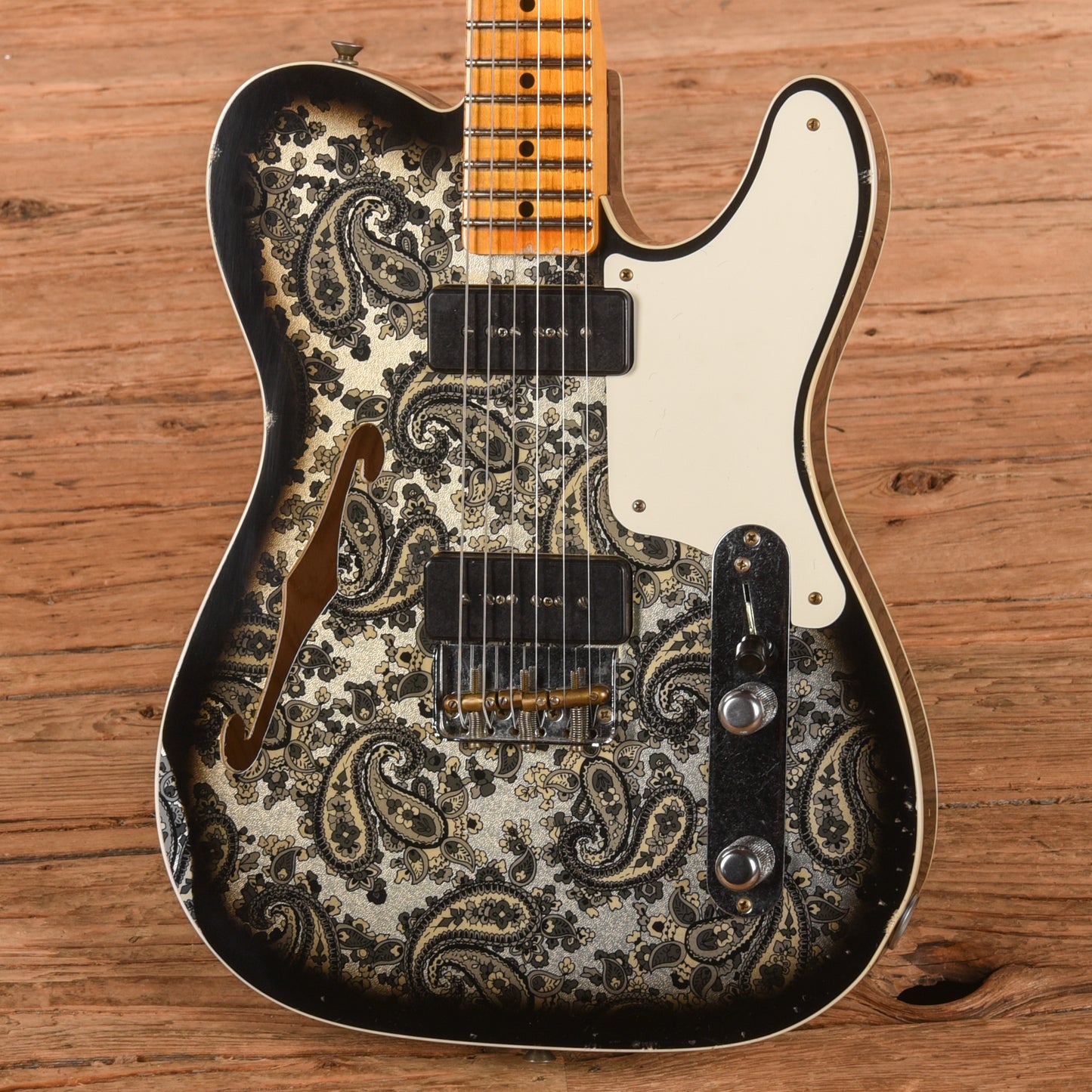 Fender Custom Shop Limited Edition Dual P-90 Telecaster Relic Black Paisley 2023 Electric Guitars