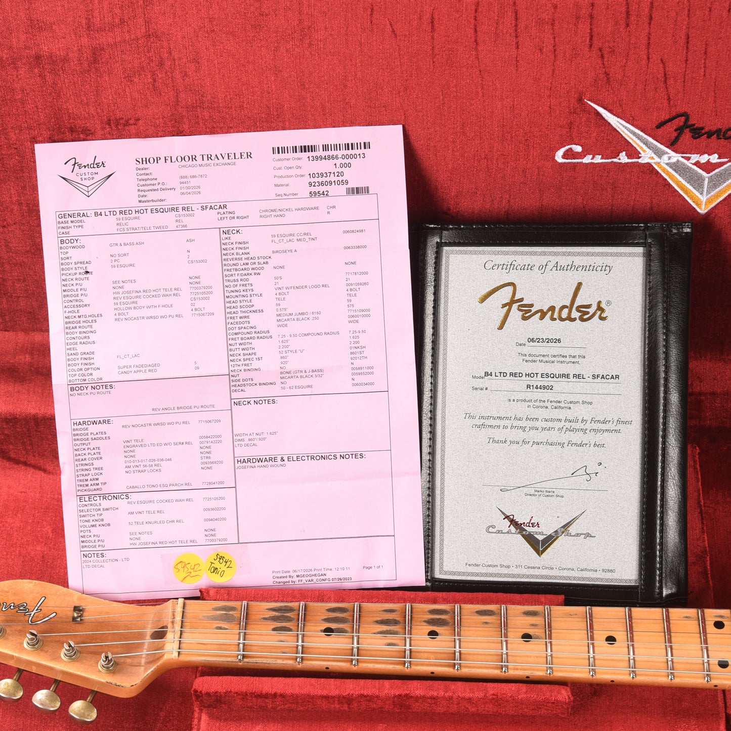 Fender Custom Shop Limited Edition Red Hot Esquire Relic 1-Piece Birdseye Maple Neck Super Faded Aged Candy Apple Red Electric Guitars