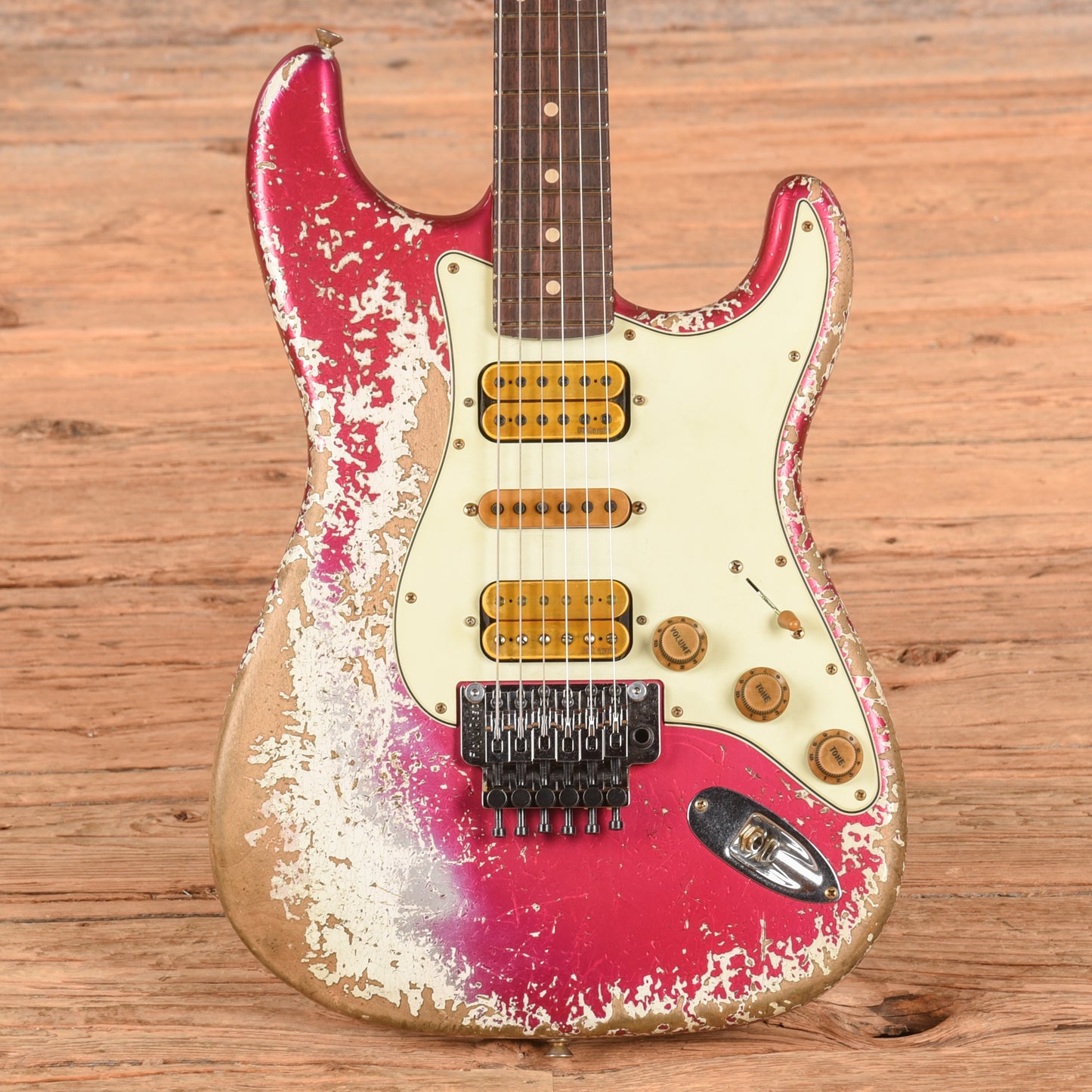 Fender Custom Shop Pink Lightning FR HSH Lipstick Pink Metallic Over Olympic White Electric Guitars