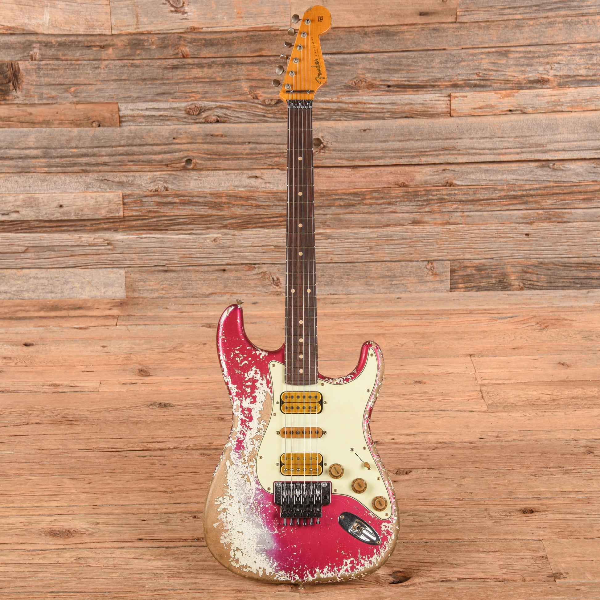 Fender Custom Shop Pink Lightning FR HSH Lipstick Pink Metallic Over Olympic White Electric Guitars
