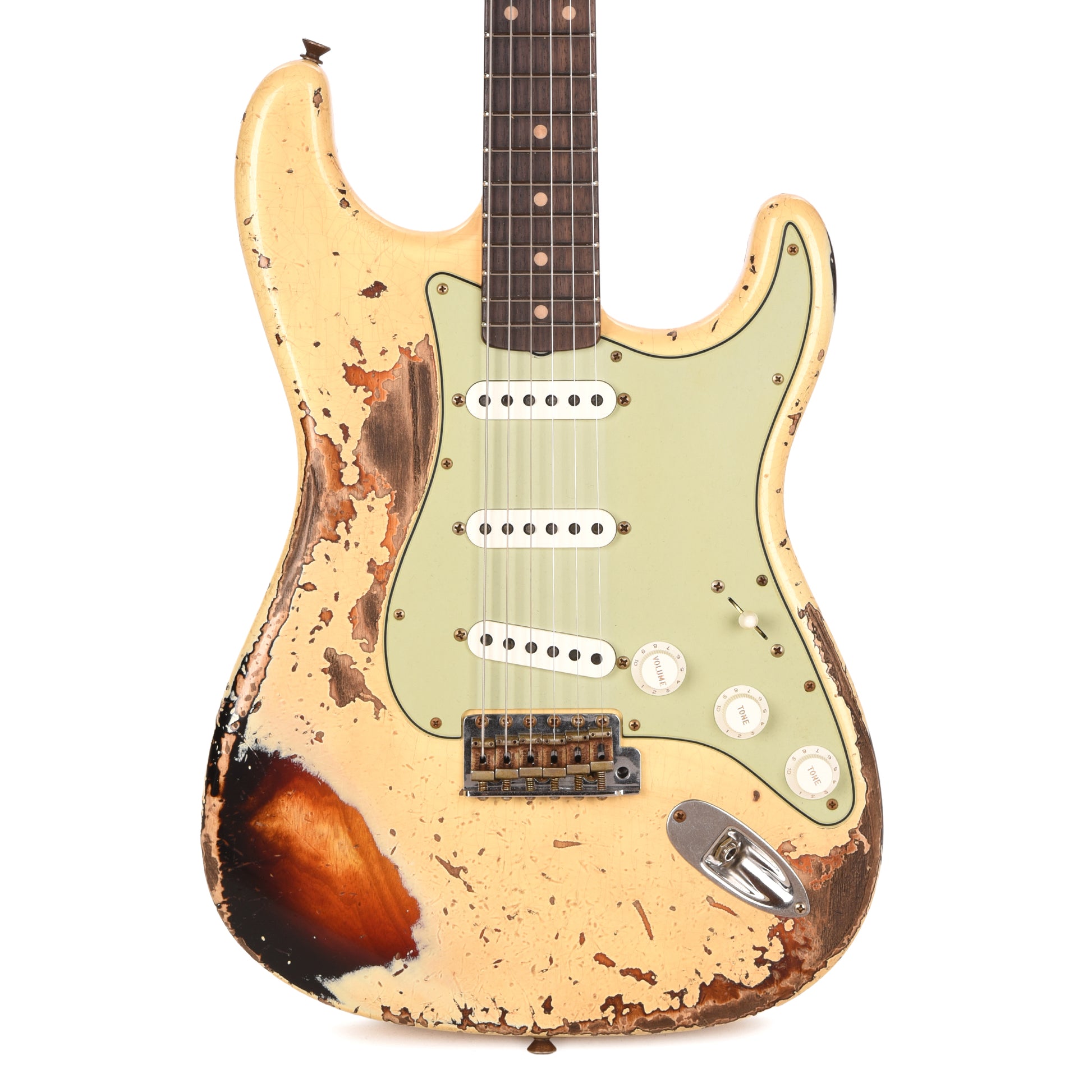Fender Custom Shop Special Edition 1961 Stratocaster Super Heavy Relic Aged Vintage White over 3-Tone Sunburst Electric Guitars