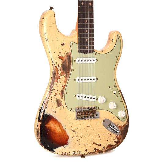 Fender Custom Shop Special Edition 1961 Stratocaster Super Heavy Relic Aged Vintage White over 3-Tone Sunburst Electric Guitars