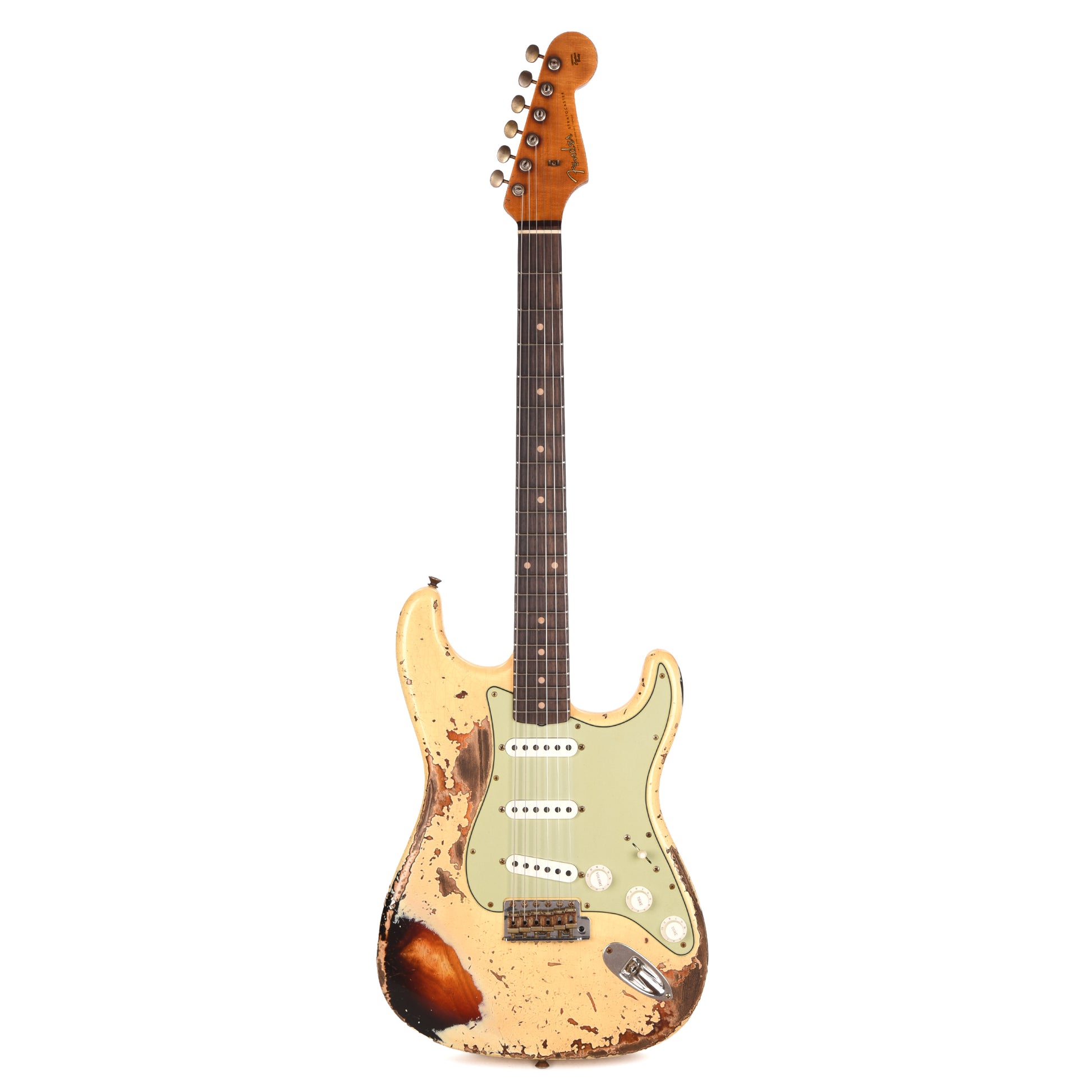 Fender Custom Shop Special Edition 1961 Stratocaster Super Heavy Relic Aged Vintage White over 3-Tone Sunburst Electric Guitars