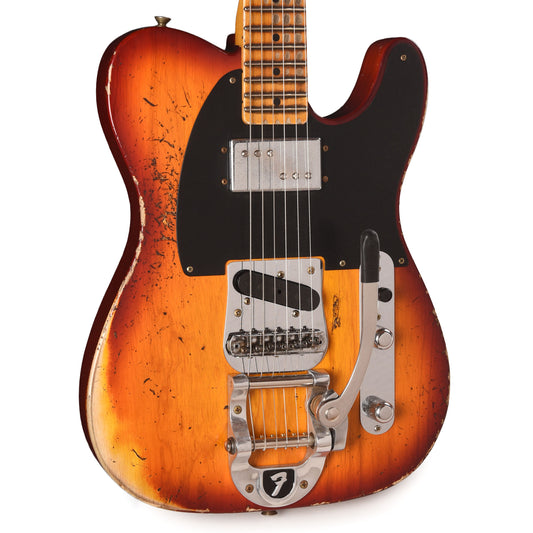 Fender Custom Shop Special Edition Cunife Blackguard Bigsby Telecaster Heavy Relic Aged Cherry Sunburst Electric Guitars