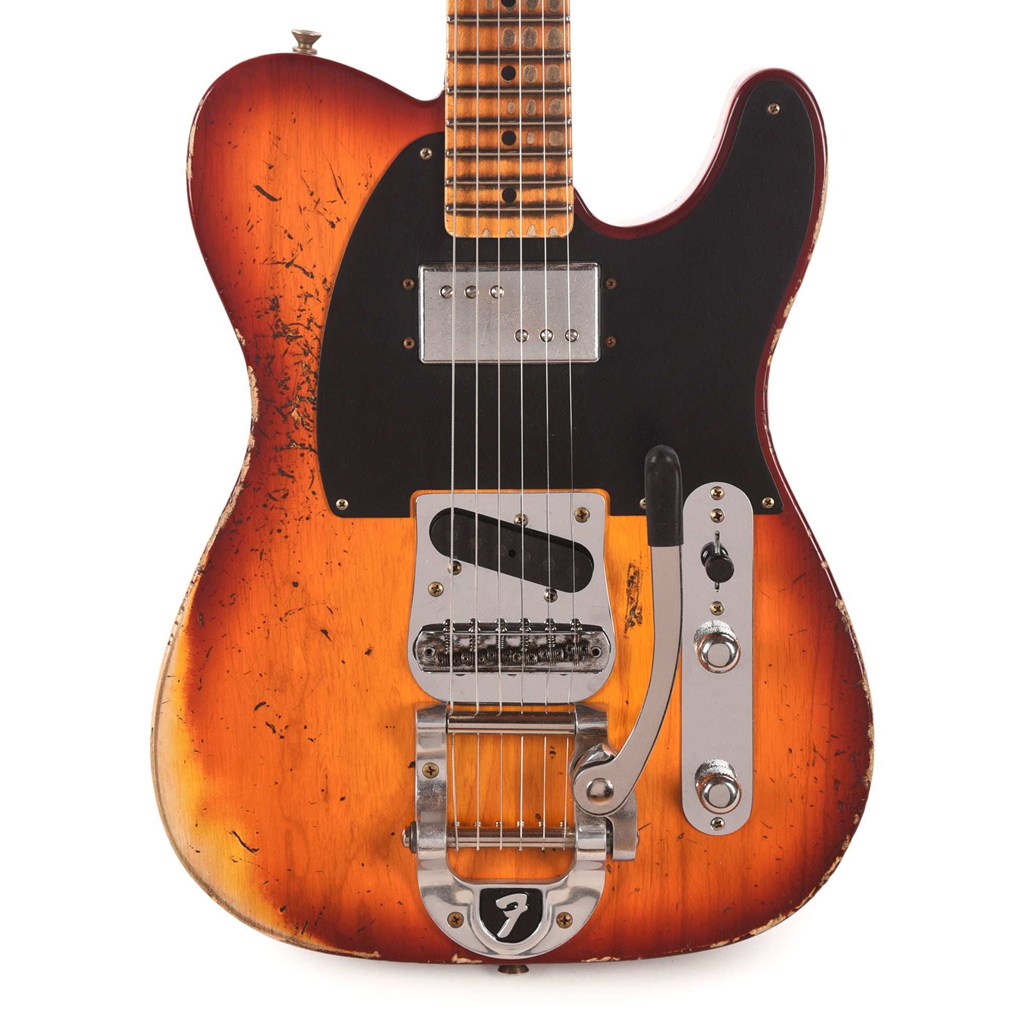 Fender Custom Shop Special Edition Cunife Blackguard Bigsby Telecaster Heavy Relic Aged Cherry Sunburst Electric Guitars