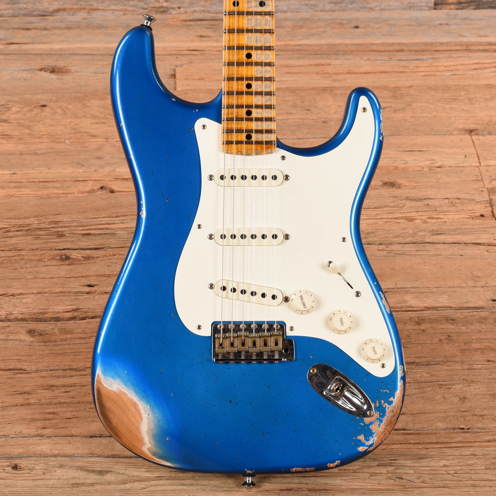 Fender Custom Shop WW10 '57 Stratocaster Heavy Relic Faded Aged Bright Sapphire Metallic Electric Guitars